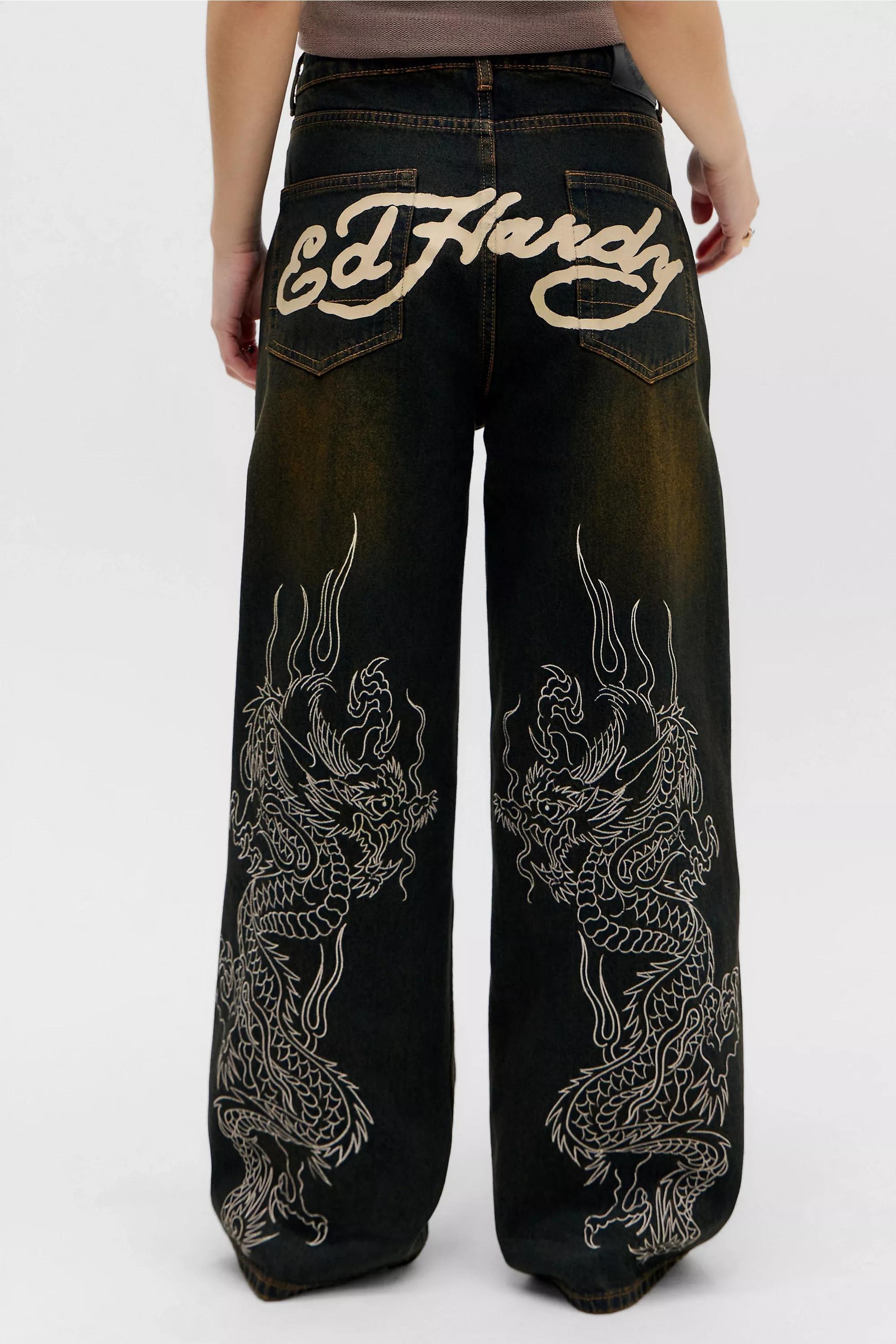 Brown Exclusive Embroidered Dragon Jeans, BRN, large image number 7