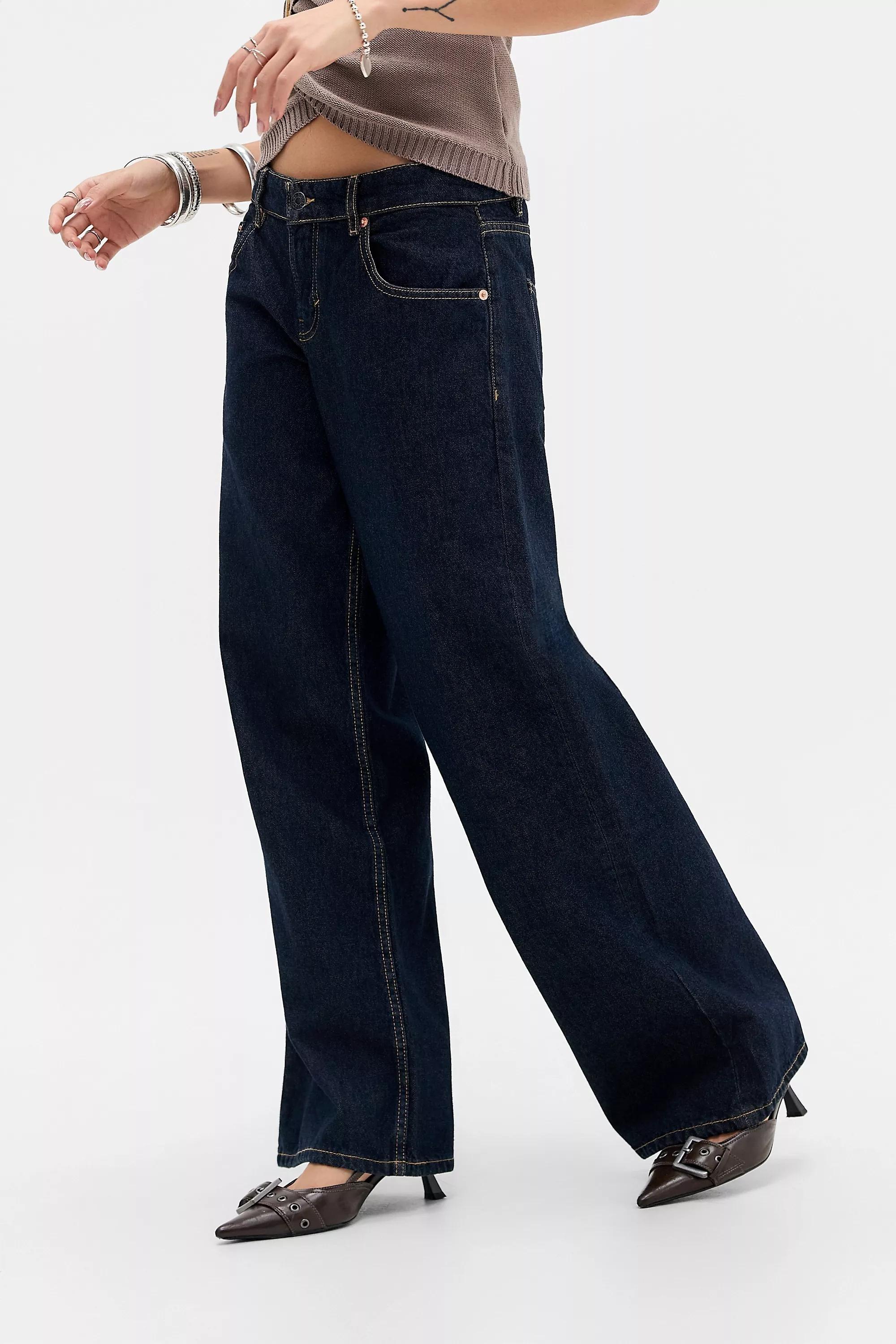 INDIGO Motel Dark Denim Low Rise Parallel Jeans, INDIGO, medium