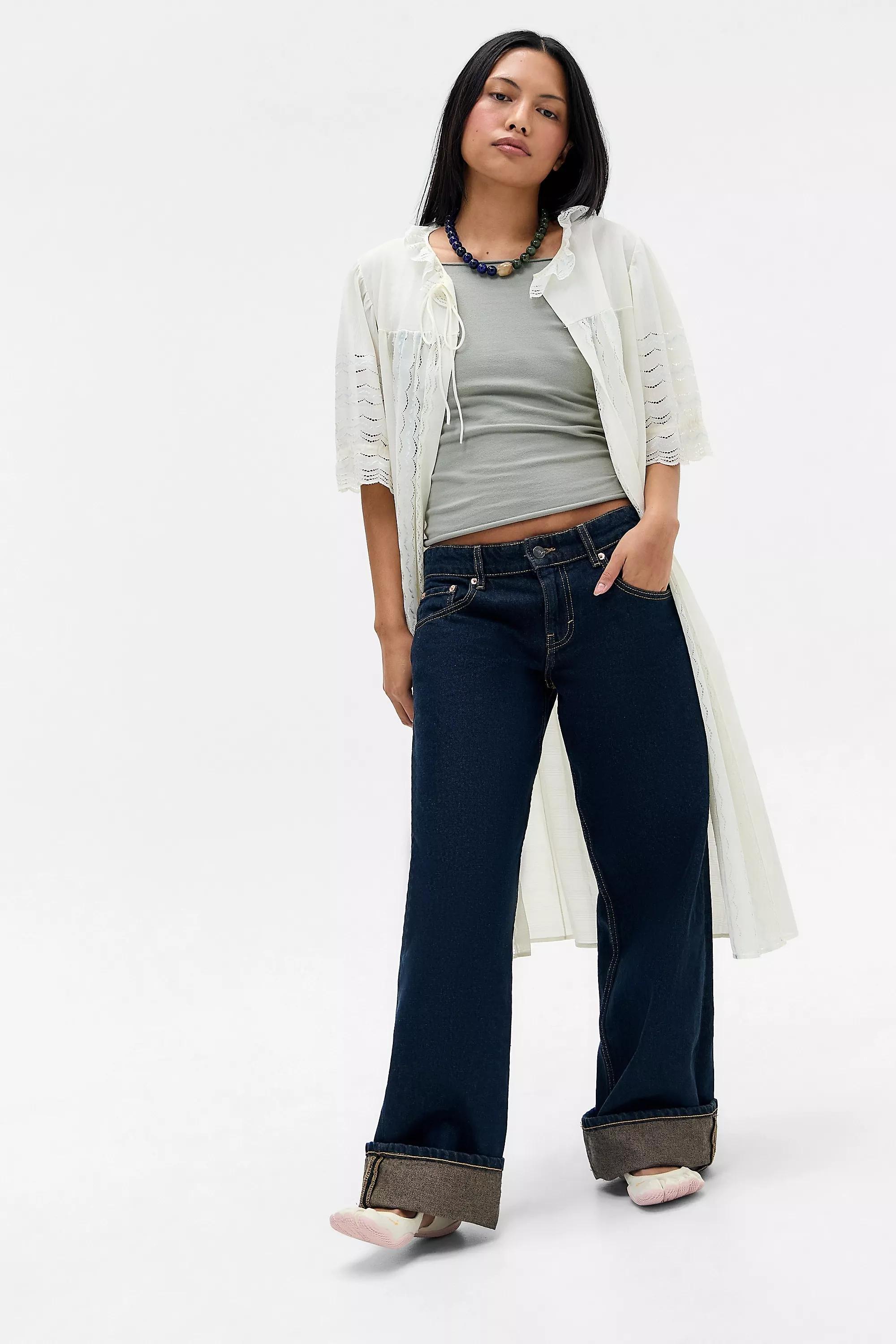 INDIGO Motel Dark Denim Low Rise Parallel Jeans, INDIGO, large image number 10