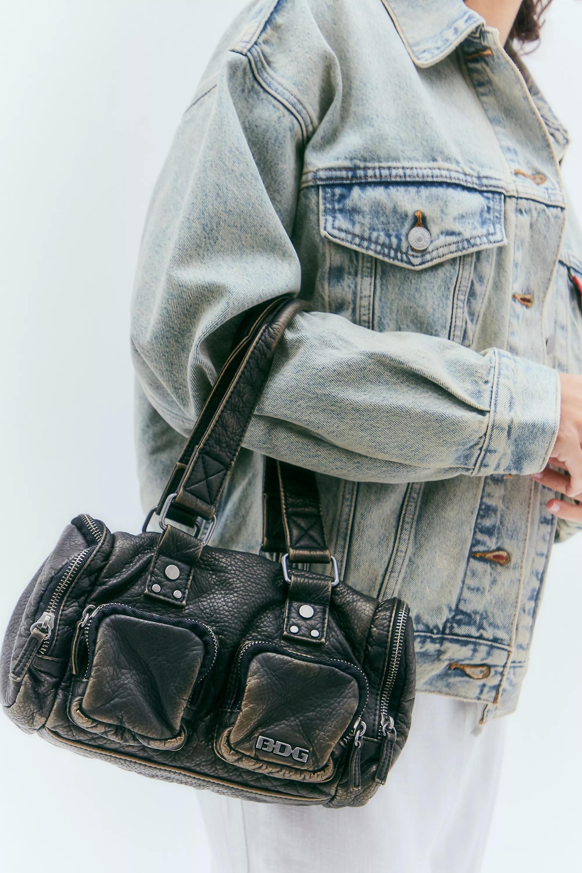 Black Bdg Faux Leather Duffle Bag, , large image number 0