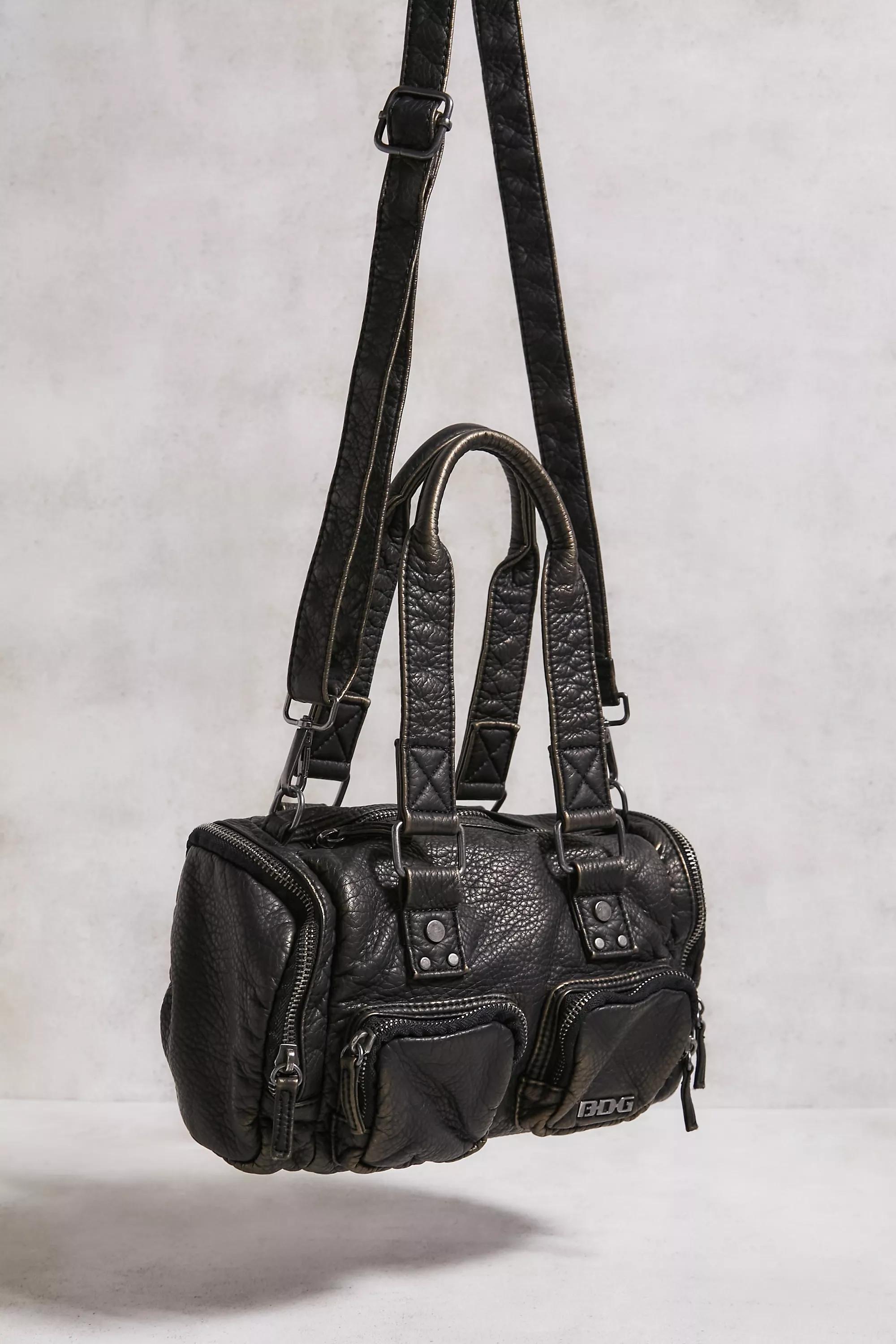 Black Bdg Faux Leather Duffle Bag, , large image number 1