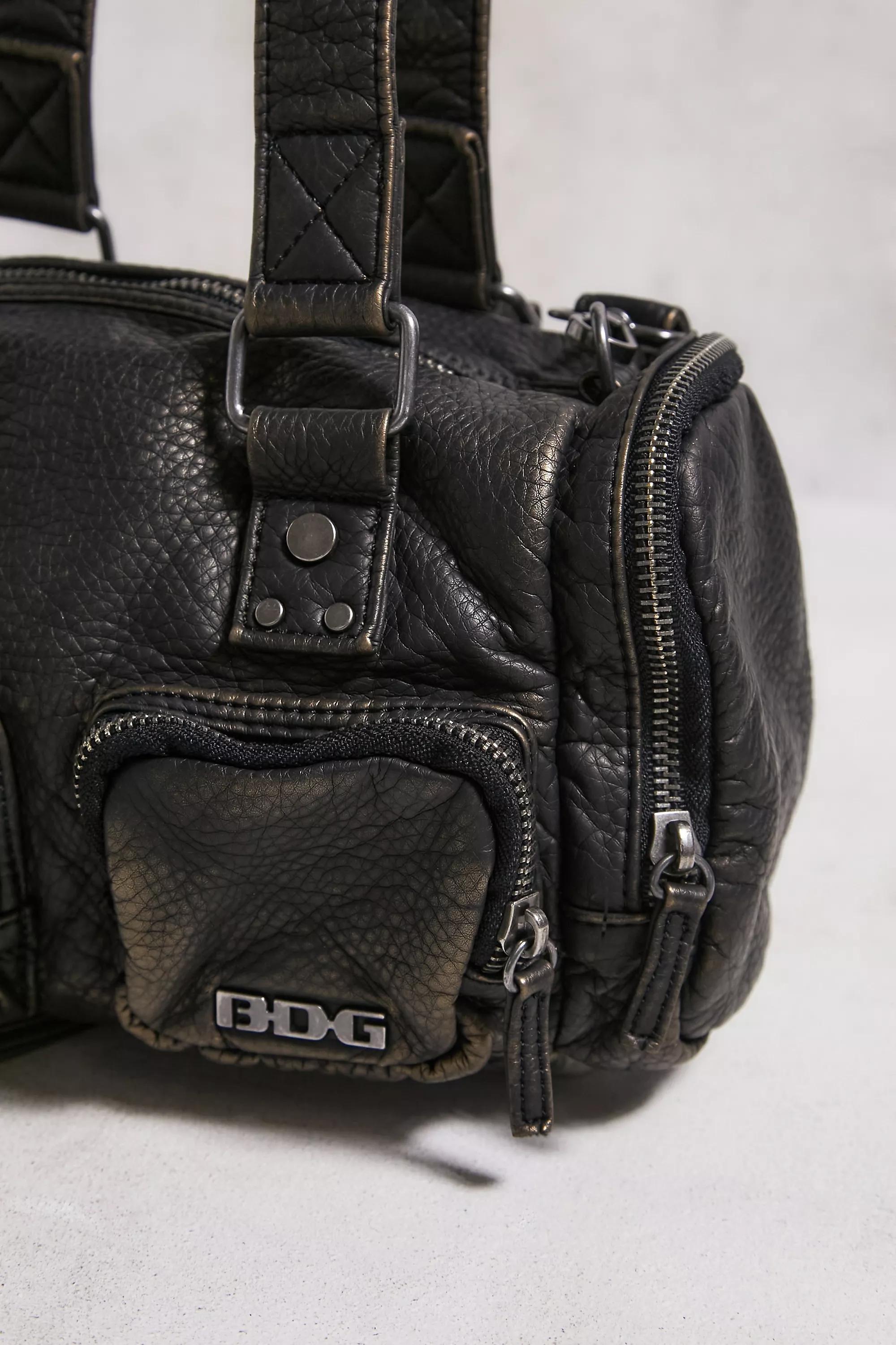Black Bdg Faux Leather Duffle Bag, , large image number 3