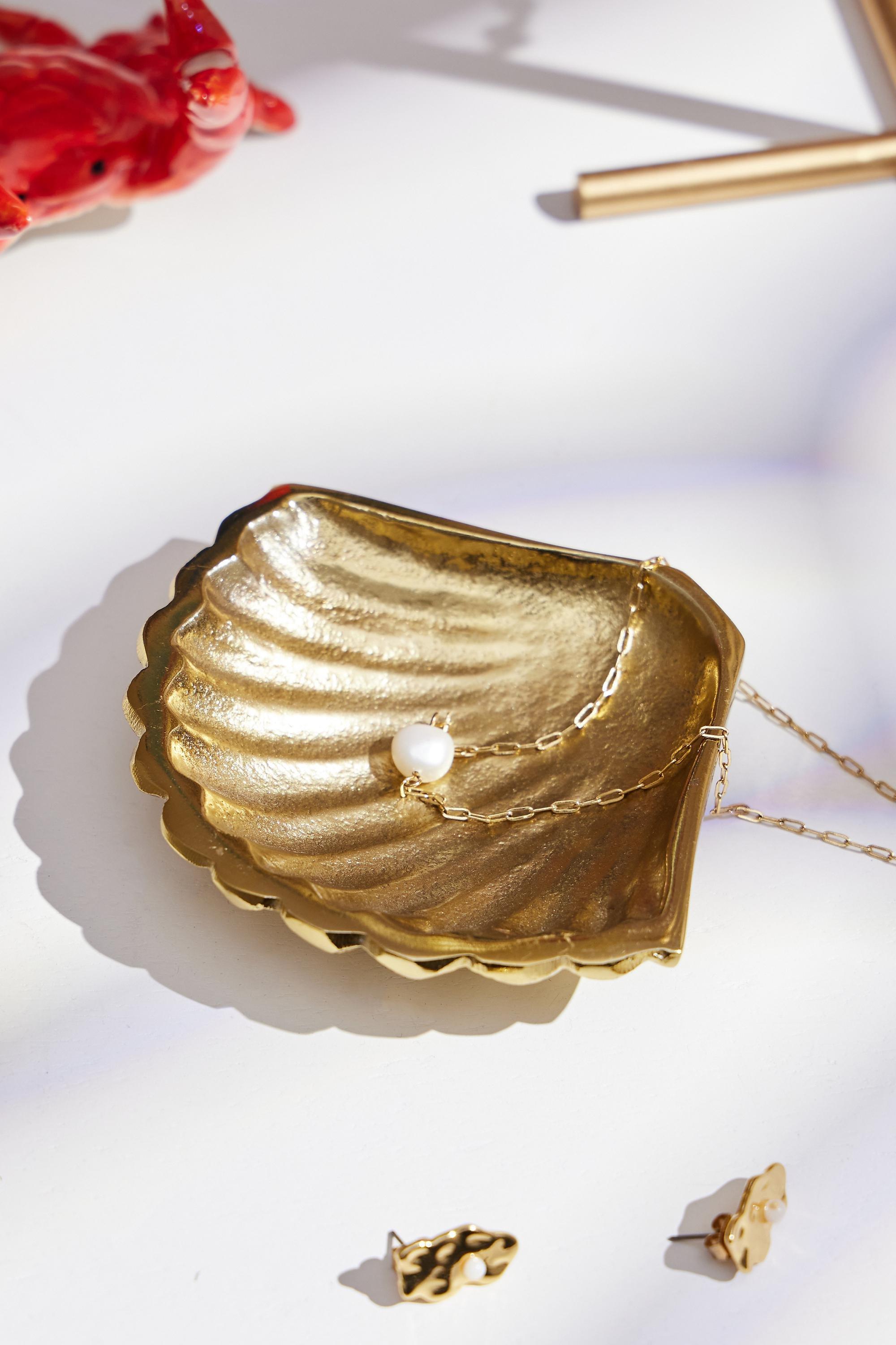Gold Shell Trinket Tray, GOLD, large image number 0