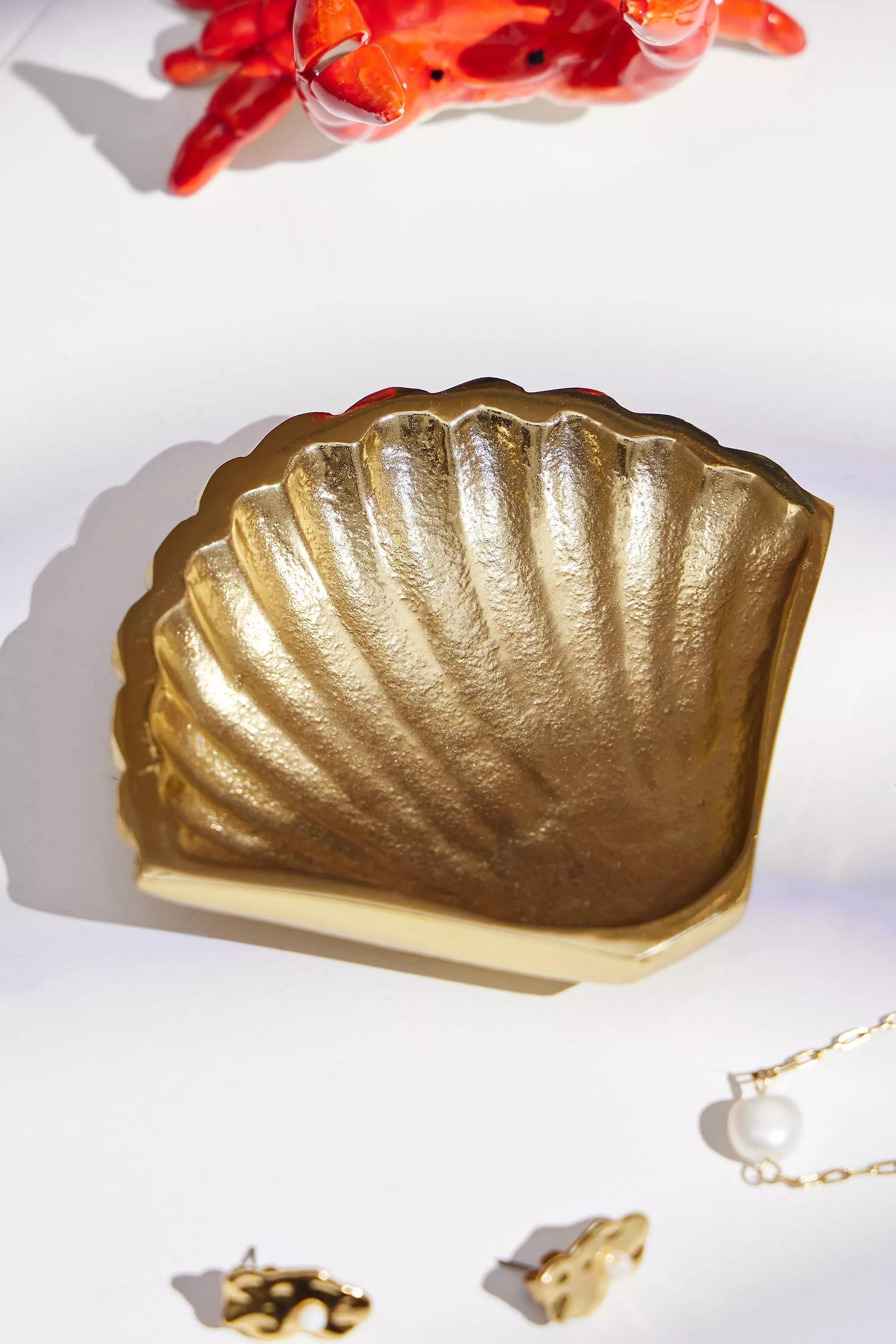 Gold Shell Trinket Tray, GOLD, large image number 1