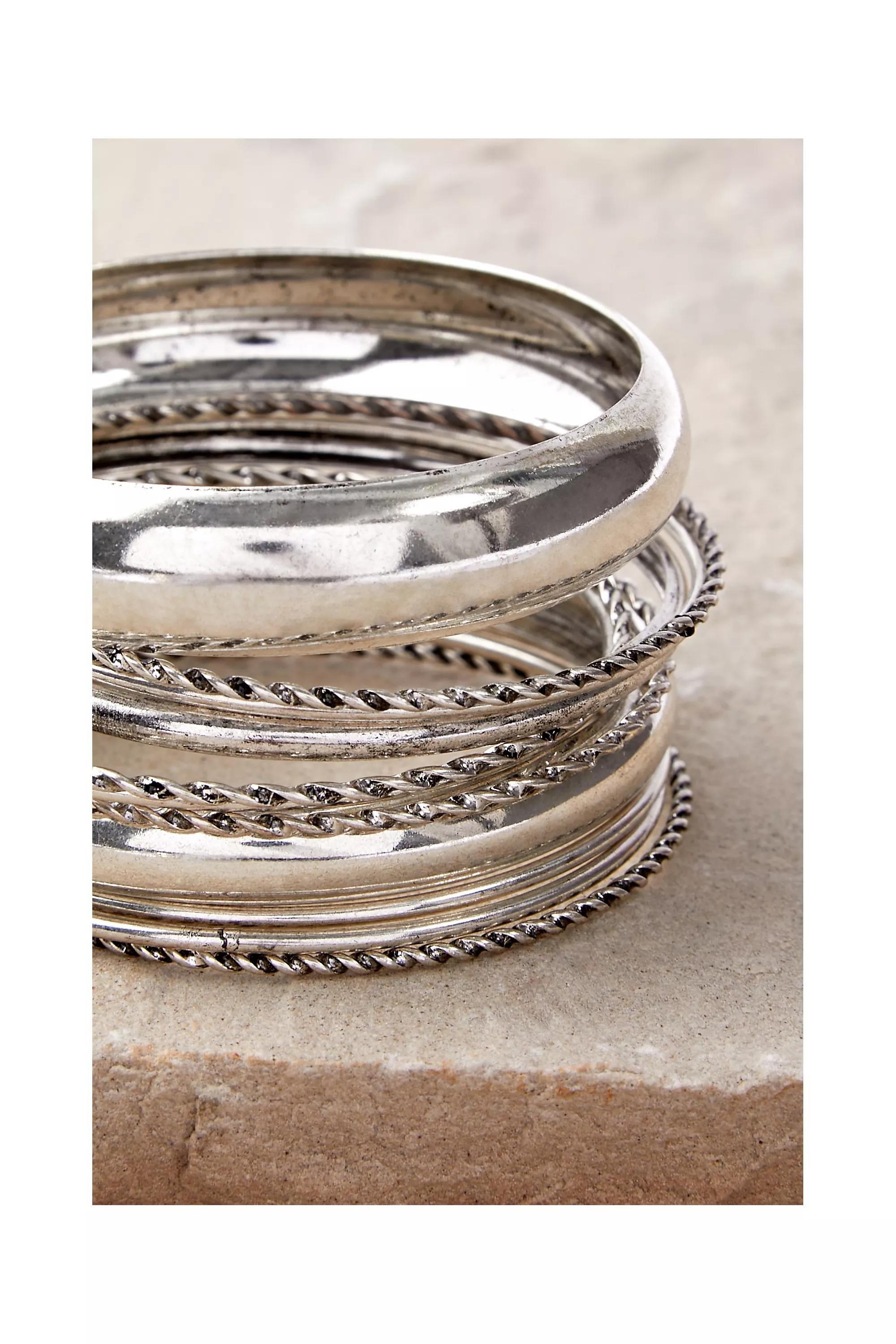 Silver Clean Bangles Pack, SLVR, large image number 2