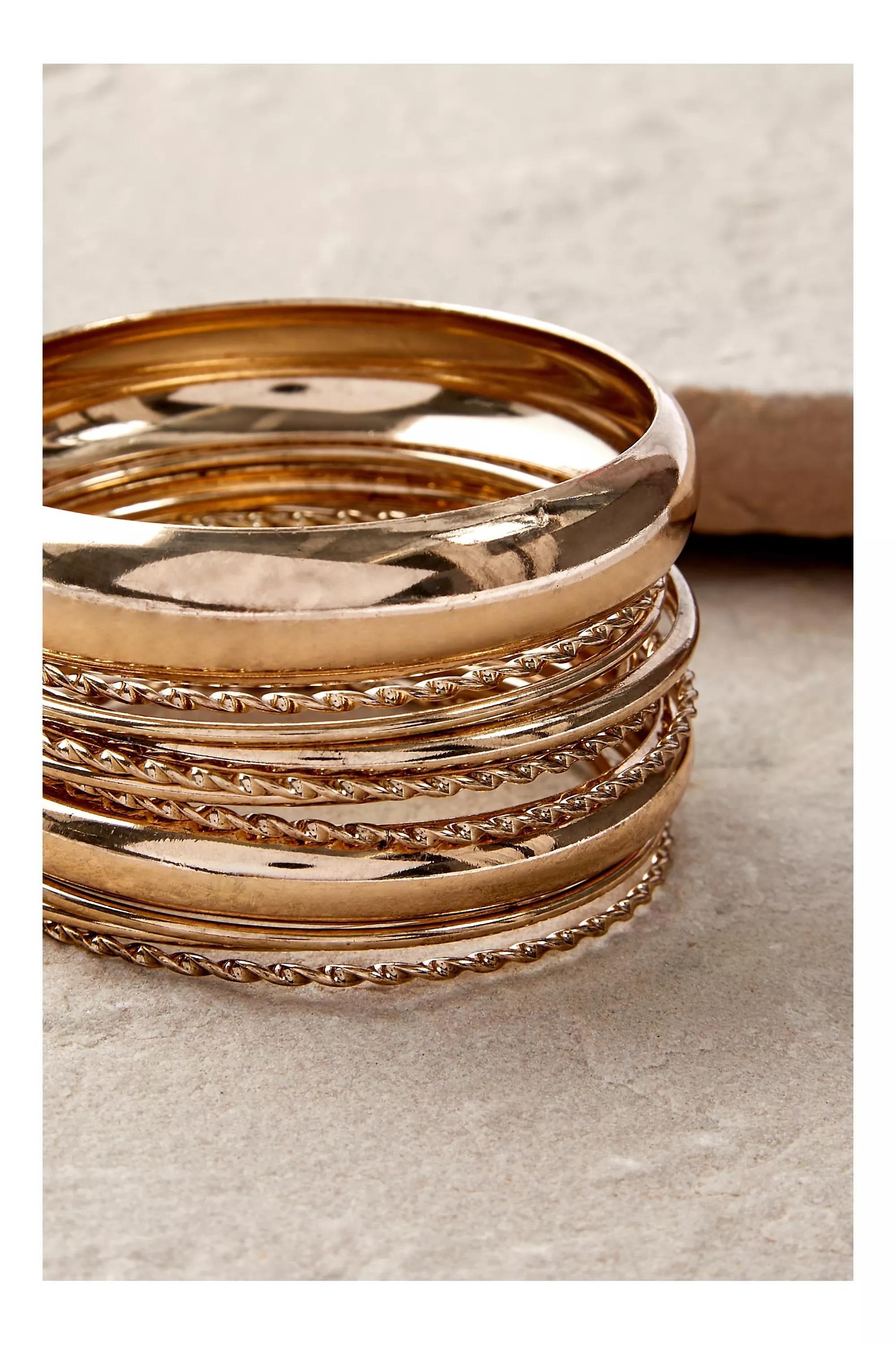 Gold Clean Bangles Pack, GOLD, large image number 2