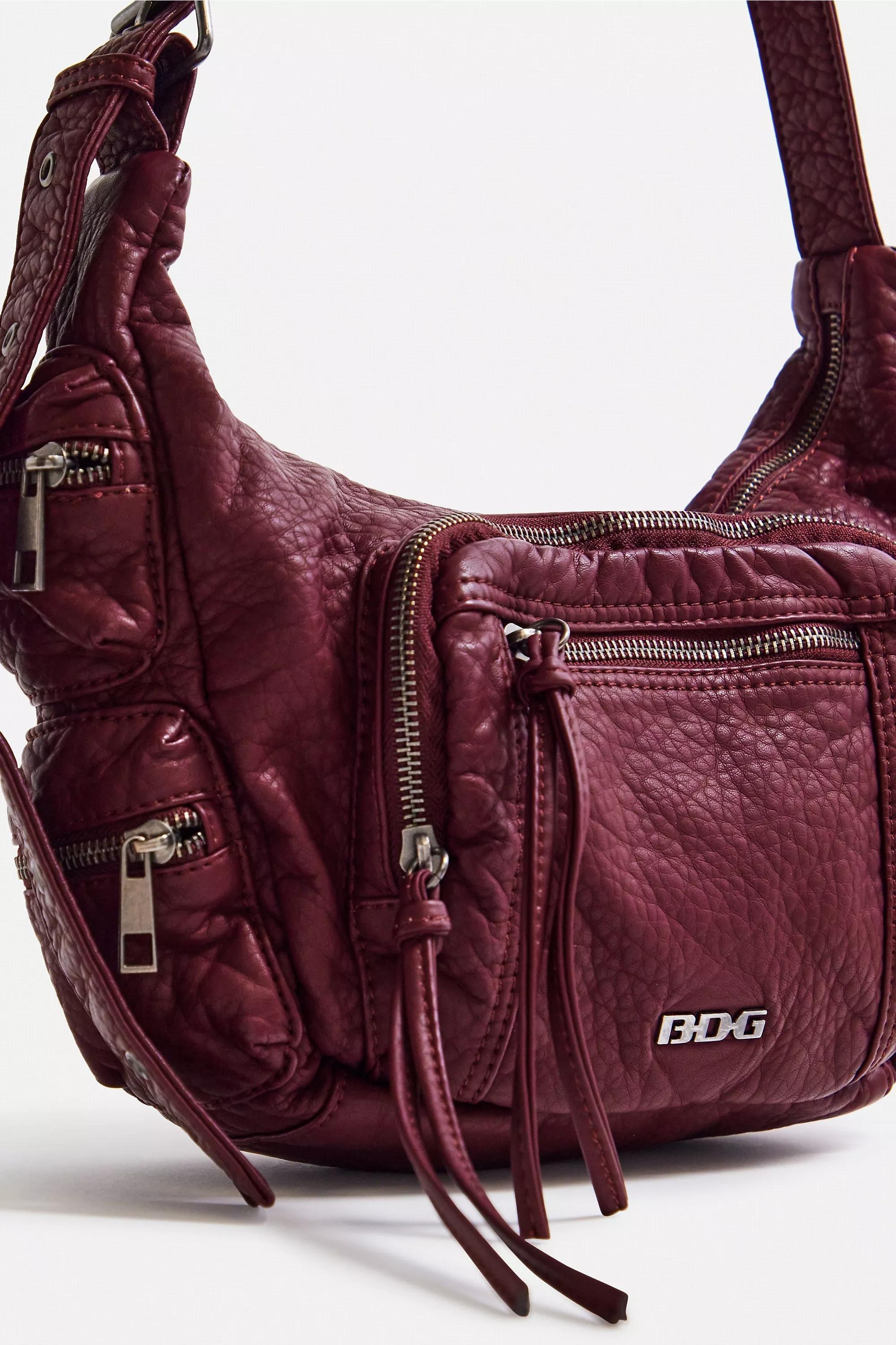 Burgundy Bdg Kat Faux Leather Pocket Bag, WINE, large image number 2