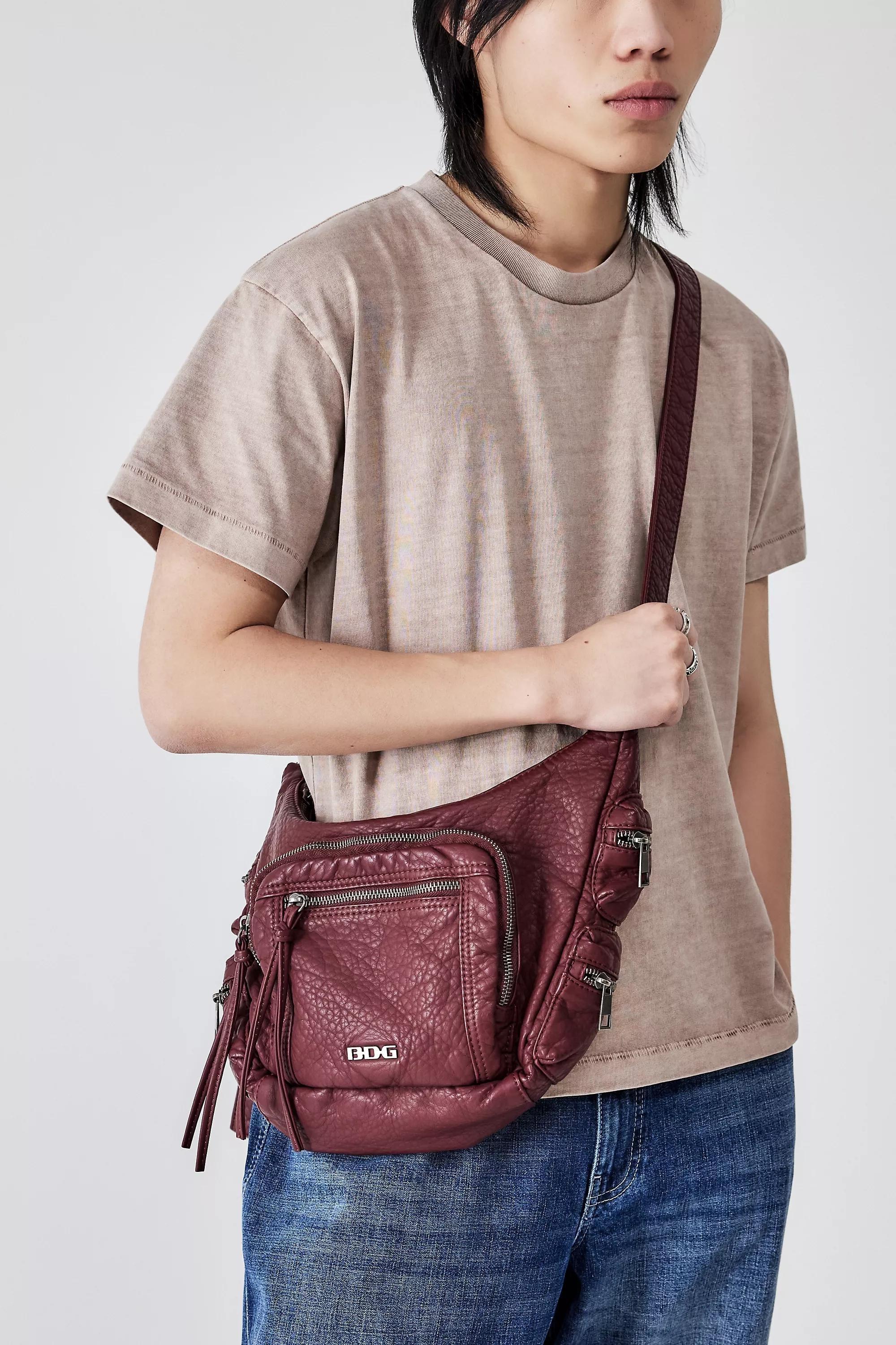 Burgundy Bdg Kat Faux Leather Pocket Bag, WINE, large image number 5