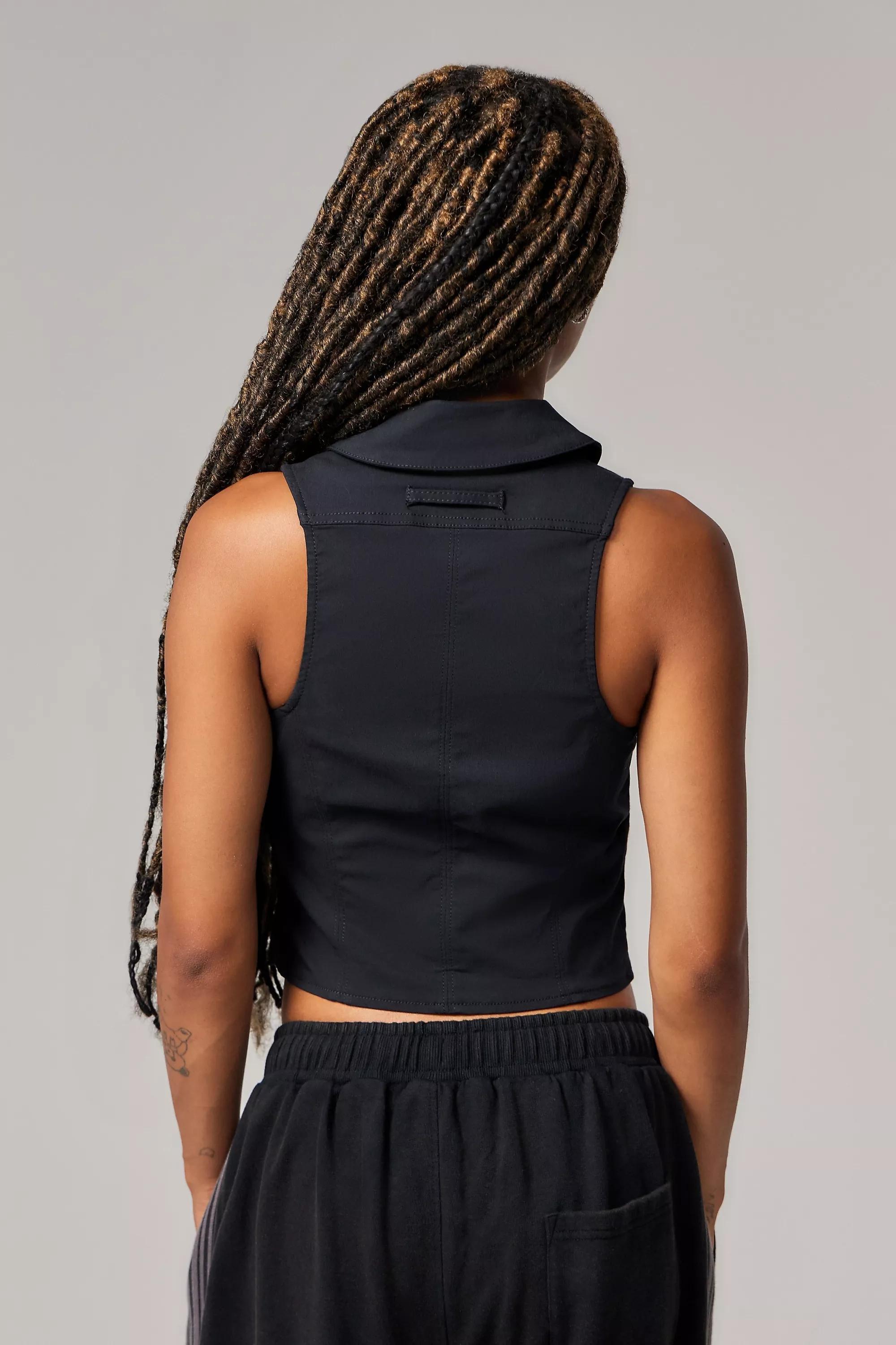 Black Zip-Through Tank Top, , large image number 5
