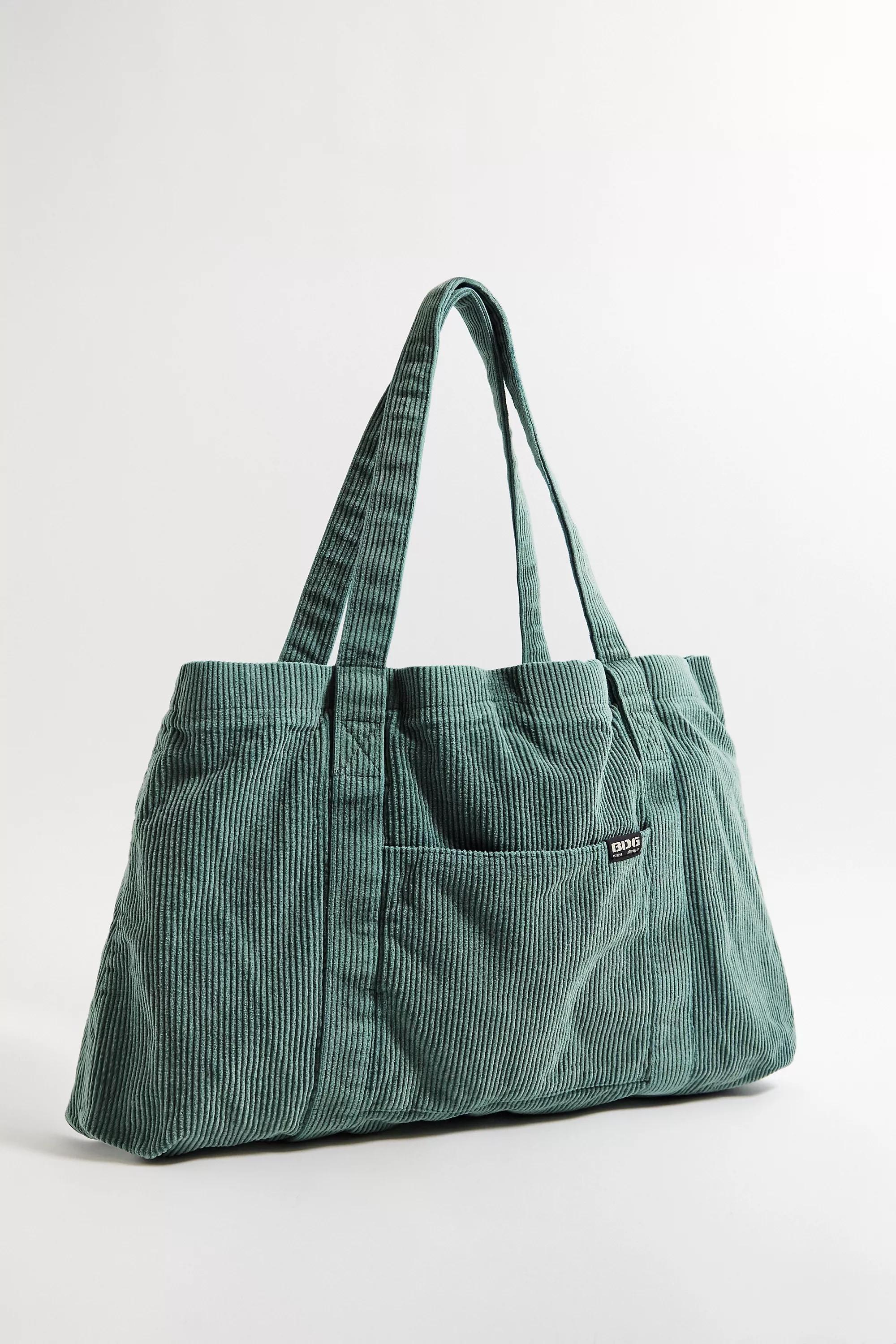 Green UO Corduroy Tote, MOSS, large image number 1