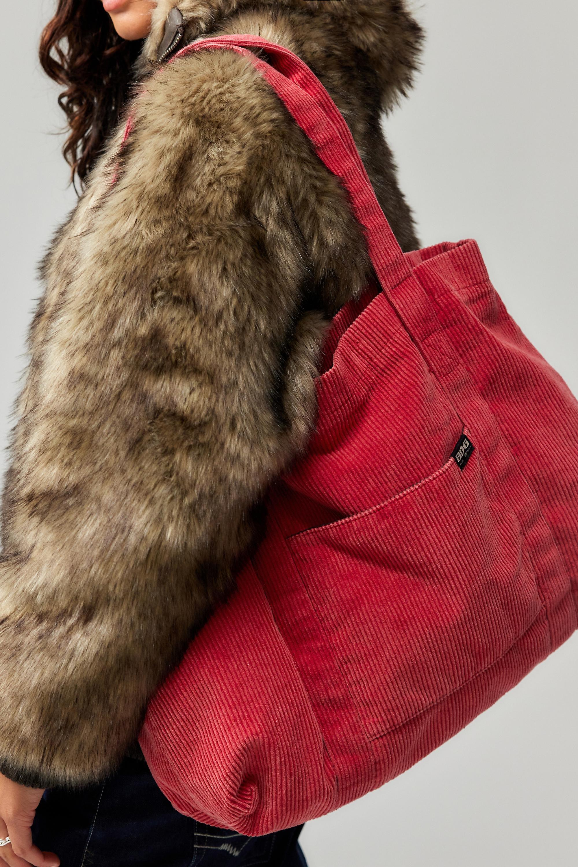 Red Bdg Corduroy Tote Bag, RED, large image number 0