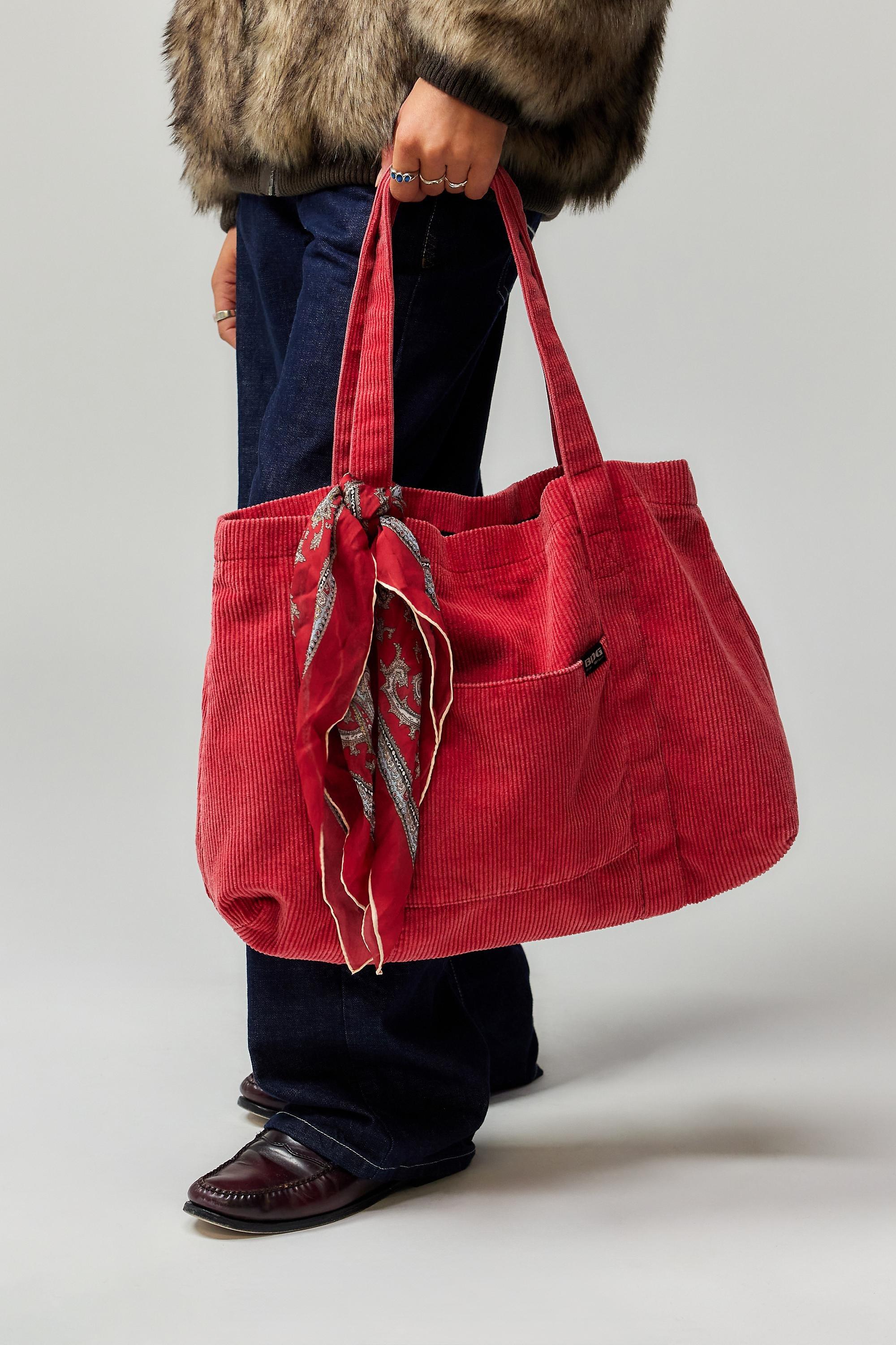 Red Bdg Corduroy Tote Bag, RED, large image number 1