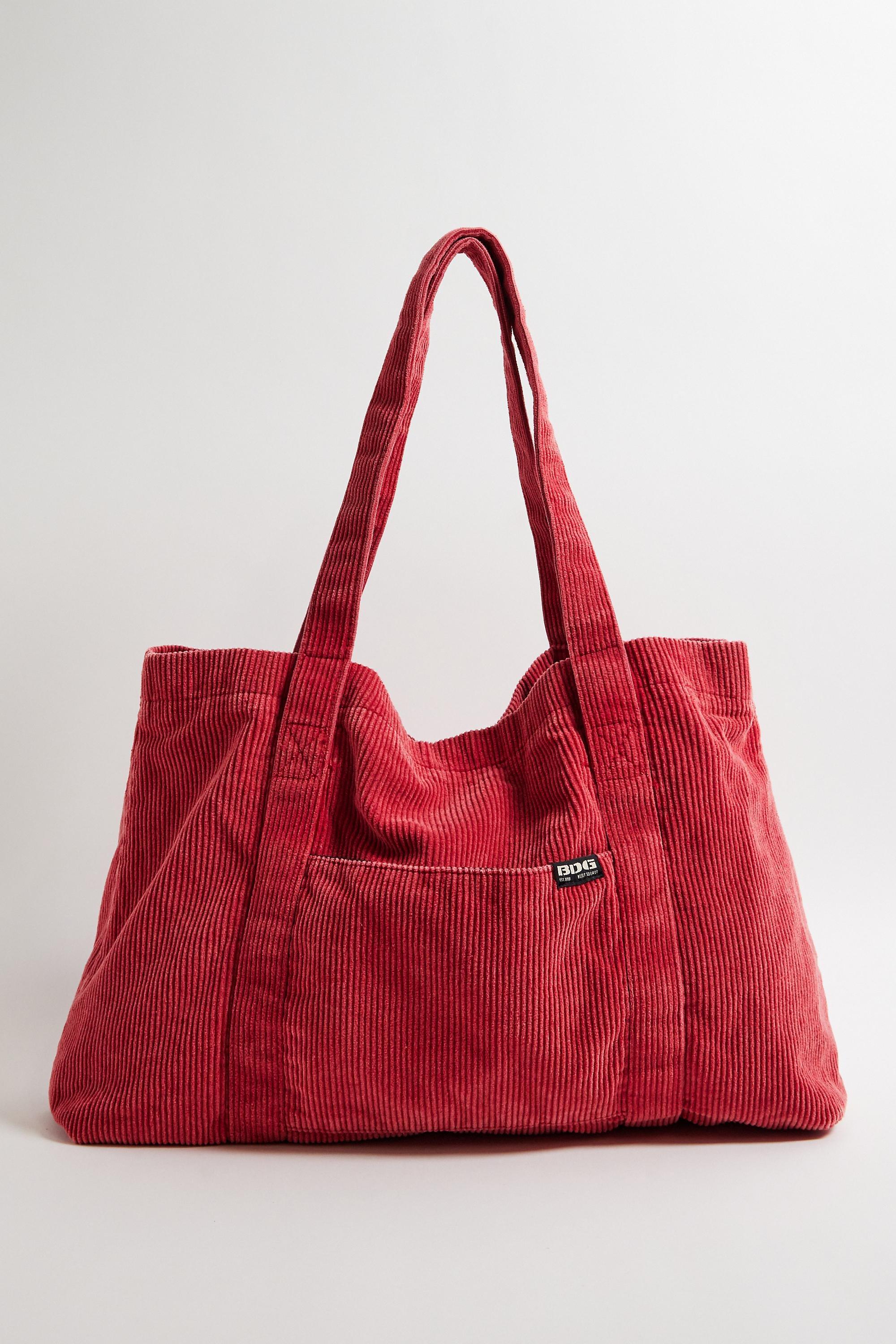 Red Bdg Corduroy Tote Bag, RED, large image number 2