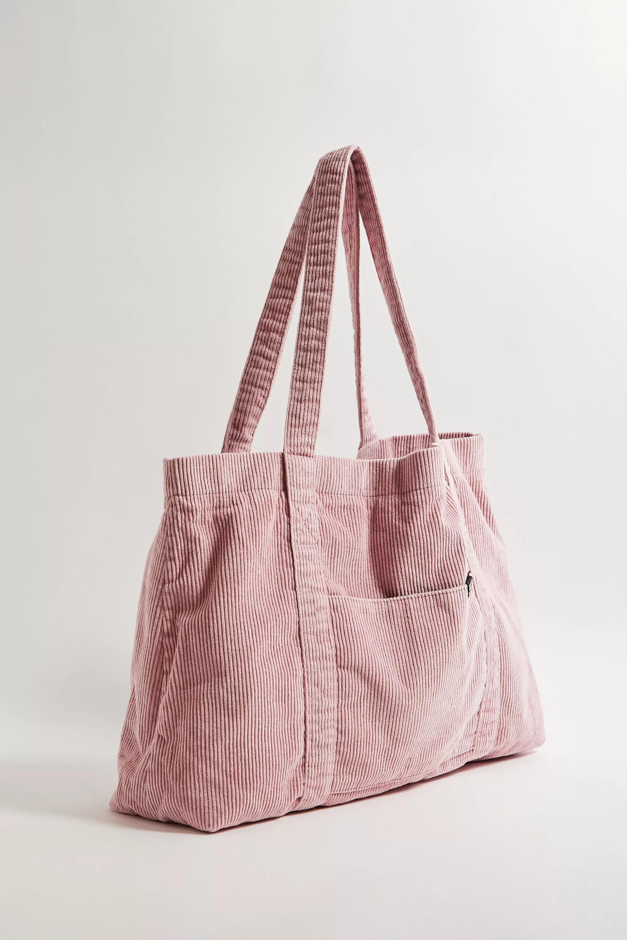 Pink Bdg Tab Corduroy Tote Bag, ROSE, large image number 3