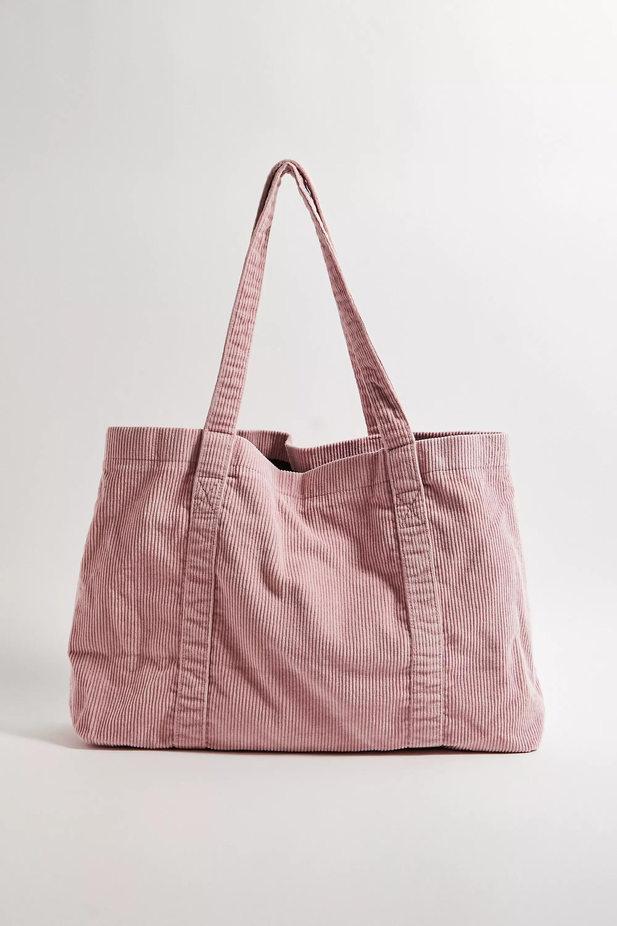 Pink Bdg Tab Corduroy Tote Bag, ROSE, large image number 4