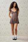 Urban Outfitters - Brown Kimchi Blue Kelsey Polka Dot Flocked Mesh Playsuit