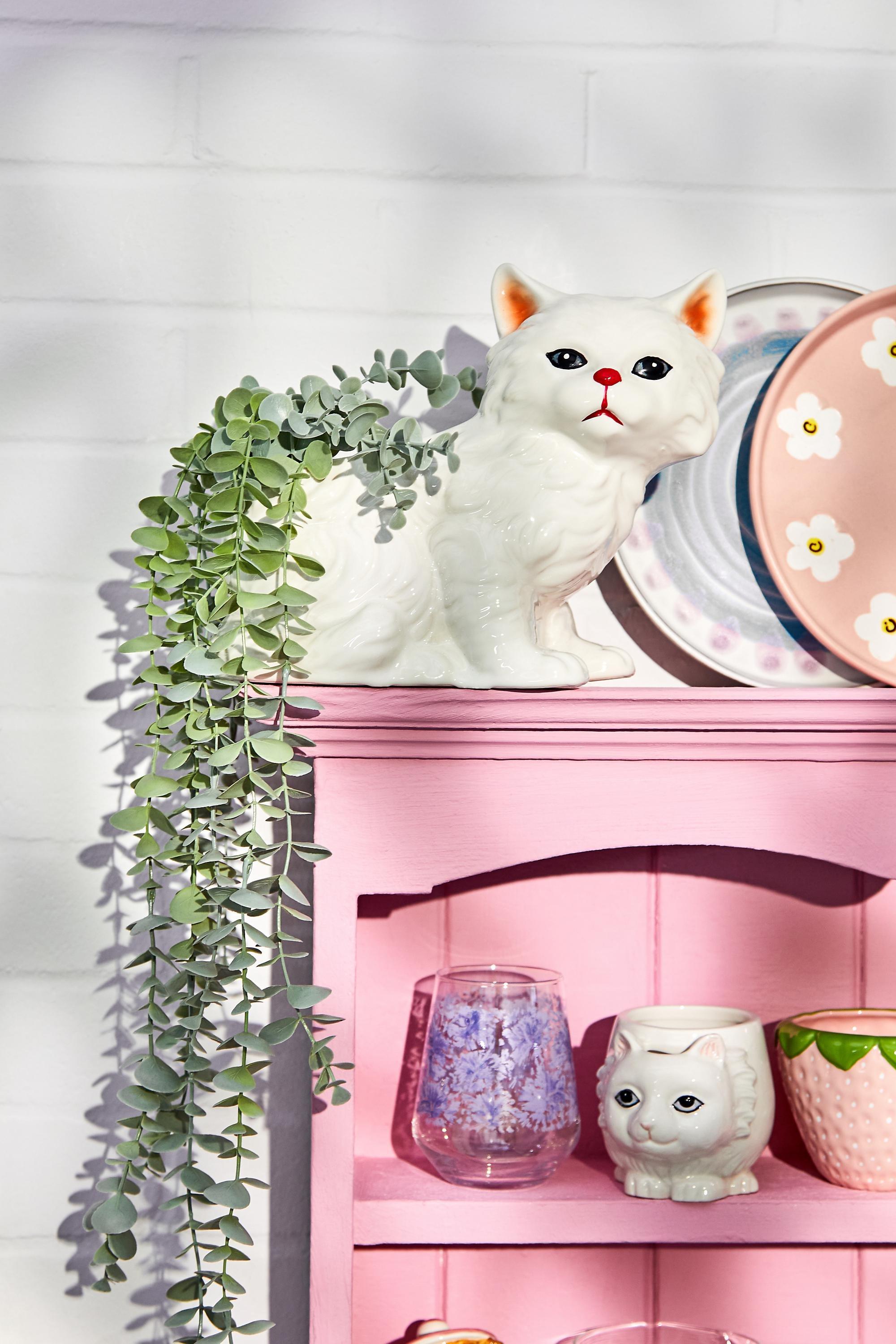 White Kitsch Cat Plant Pot, WHT, large image number 0