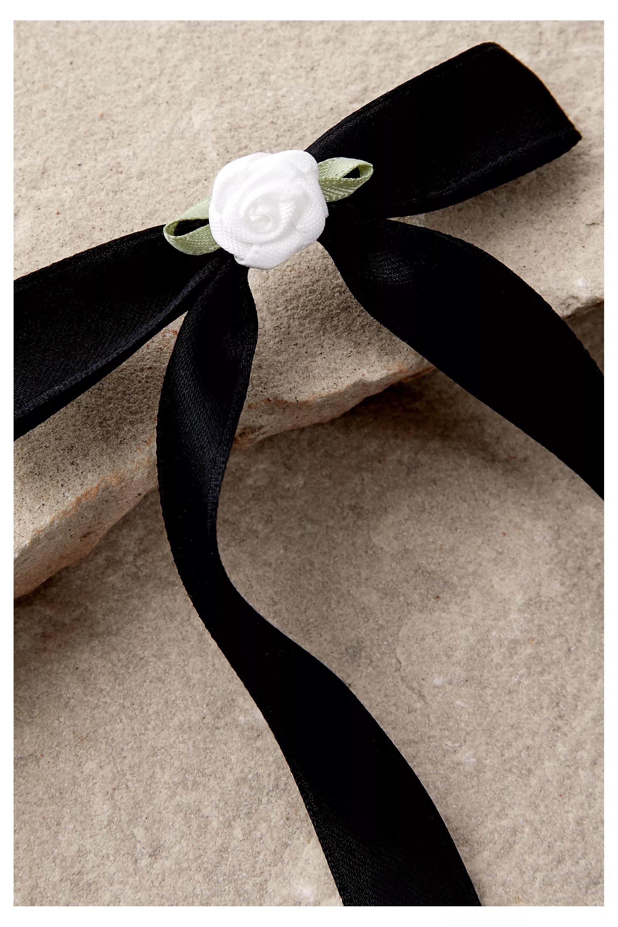 Black Kitsch Bow Mini Barette Clip, BLK, large image number 2