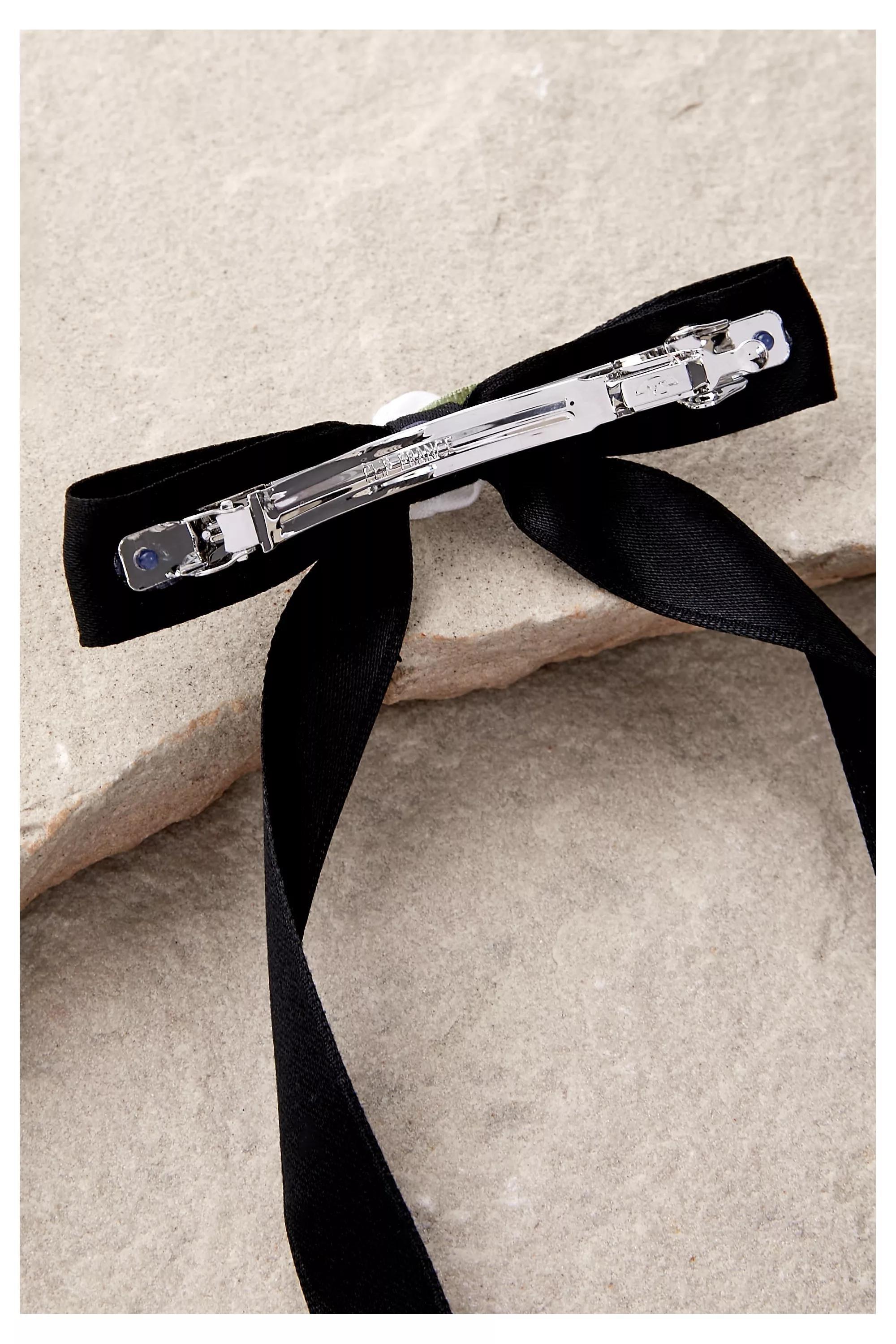 Black Kitsch Bow Mini Barette Clip, BLK, large image number 3