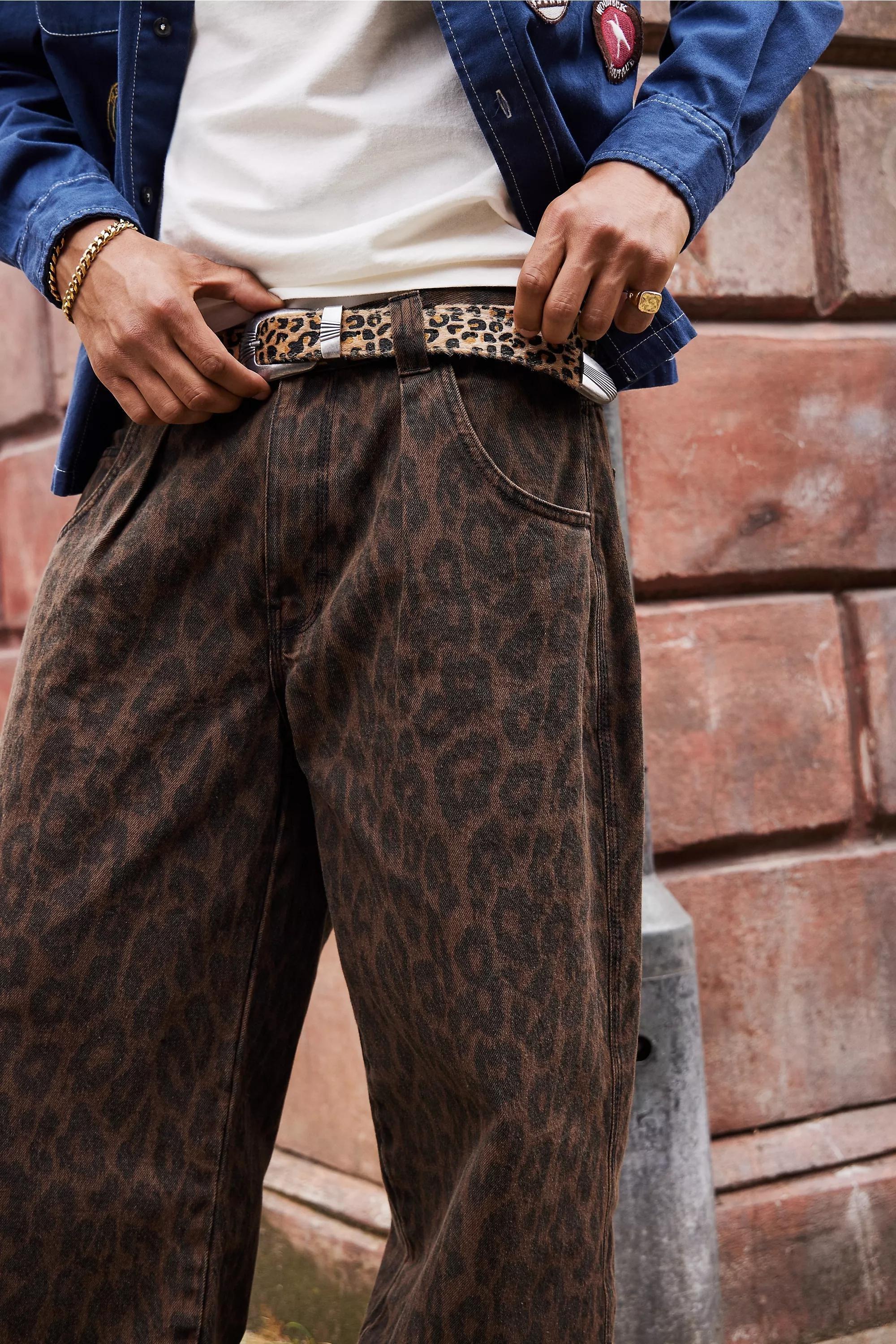 Multicolour Leopard Print Buckle Belt, , large image number 1