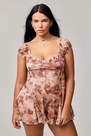 Urban Outfitters - Pink Kimchi Blue Kelsey Floral Mesh Playsuit