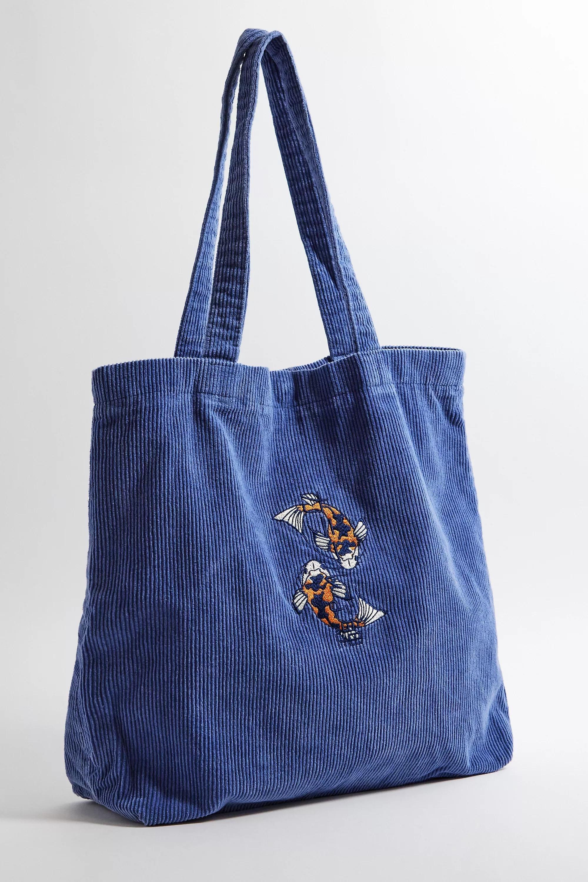 Blue Uo Blue Koi Corduroy Tote Bag, BLUE, large image number 2