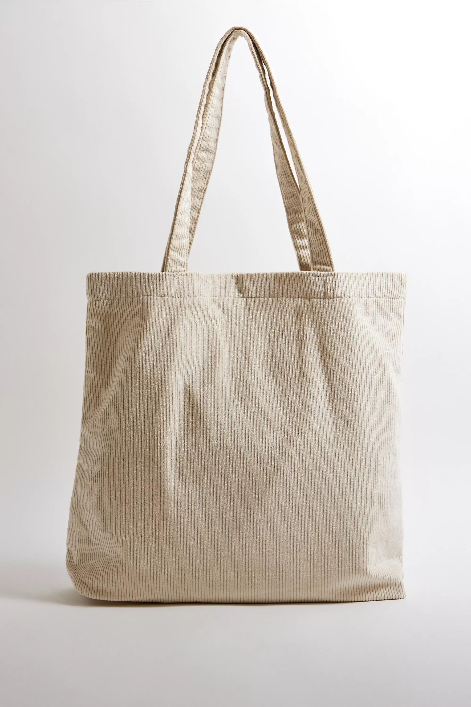 Beige Ayker Ecru Corduroy Tote Bag, IVRY, large image number 4