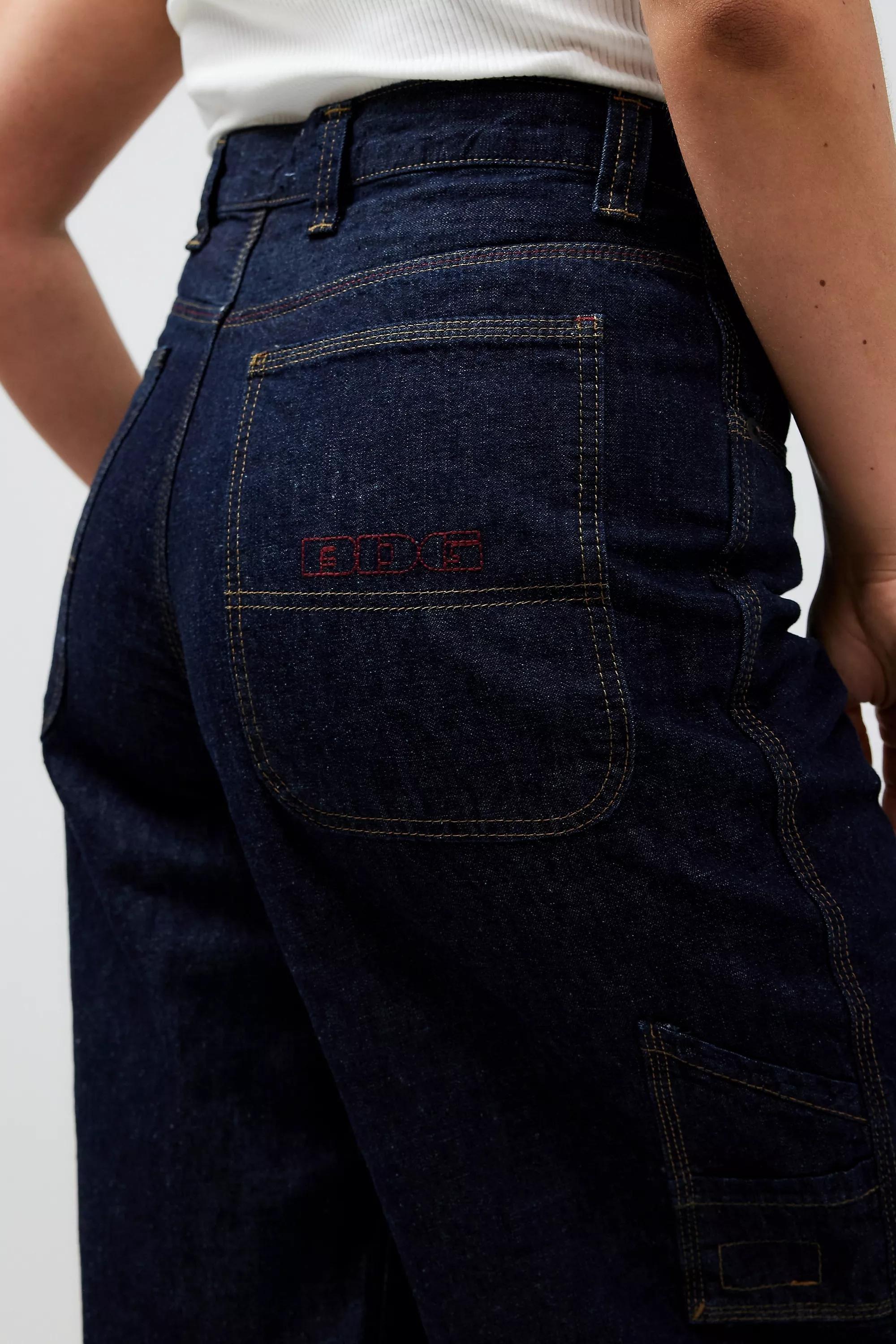 Navy Pocketed Longline Denim Jorts, , large image number 5
