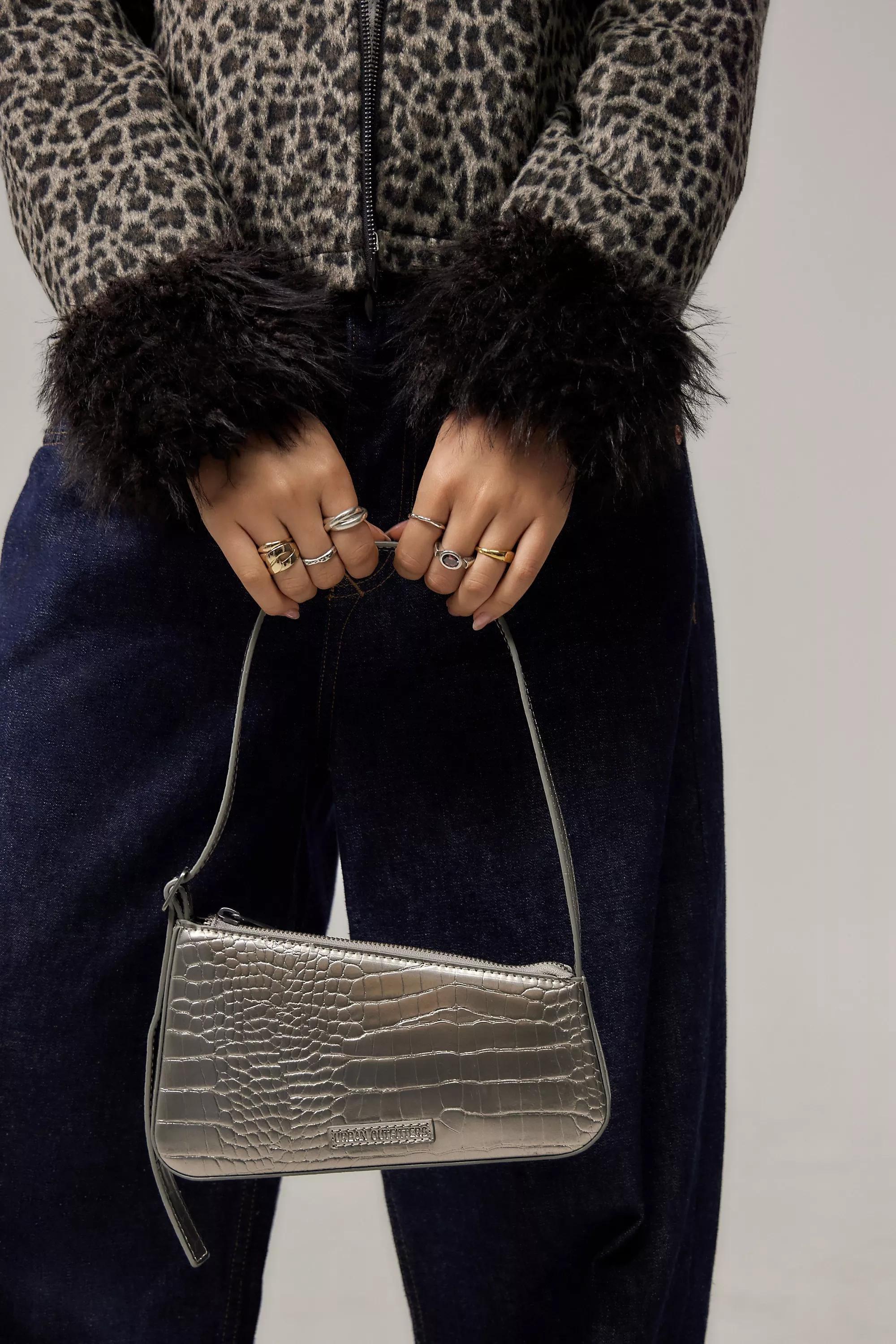 Grey Uo Mimi Faux Croc Shoulder Bag, GREY, large image number 0
