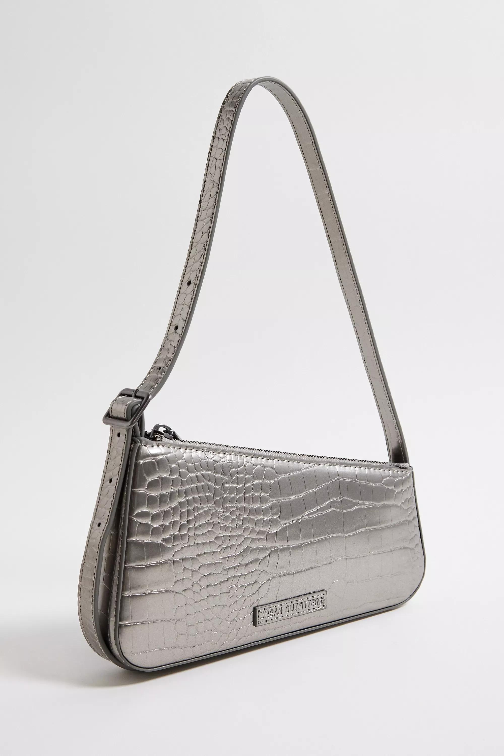 Grey Uo Mimi Faux Croc Shoulder Bag, GREY, large image number 2