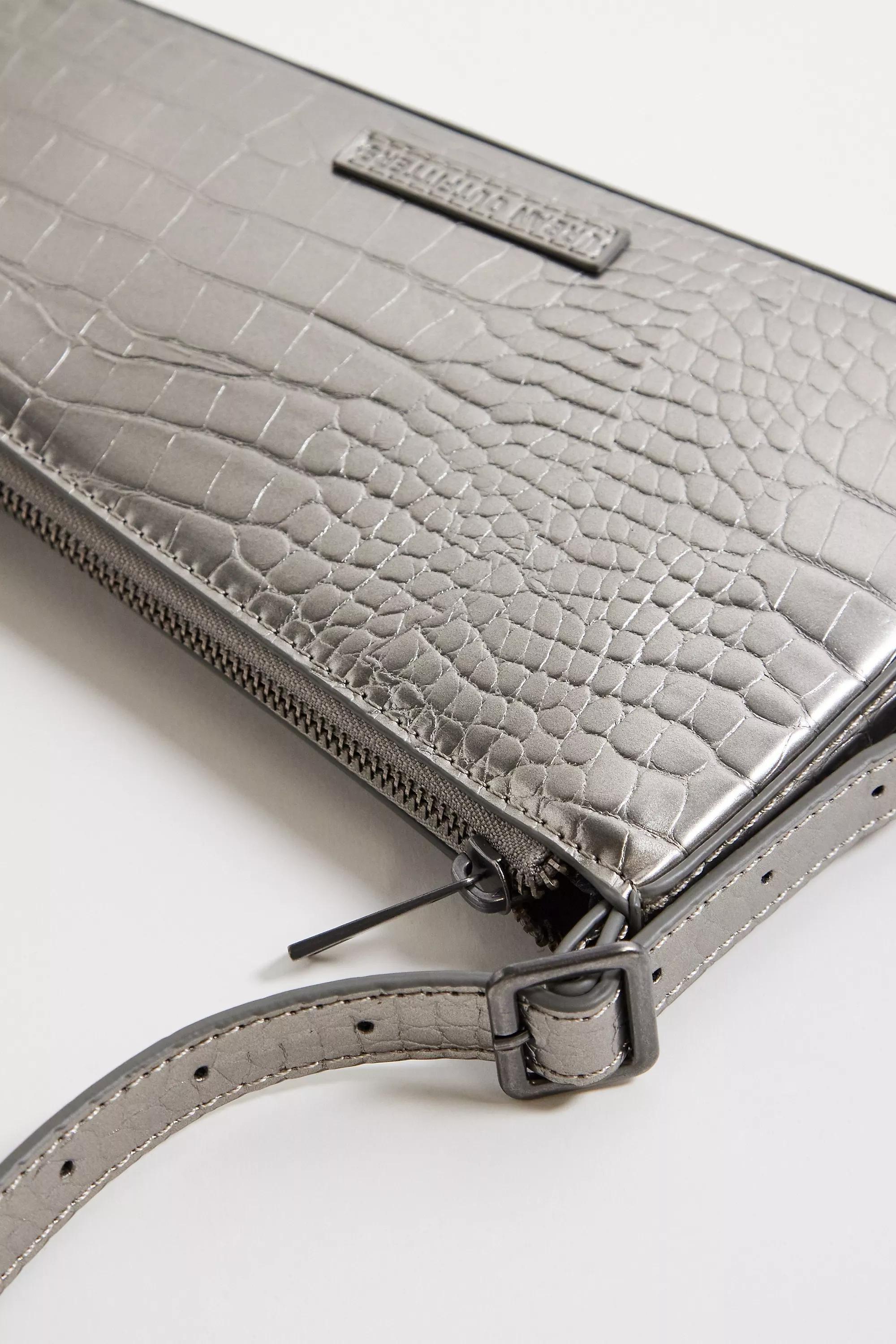 Grey Uo Mimi Faux Croc Shoulder Bag, GREY, large image number 4