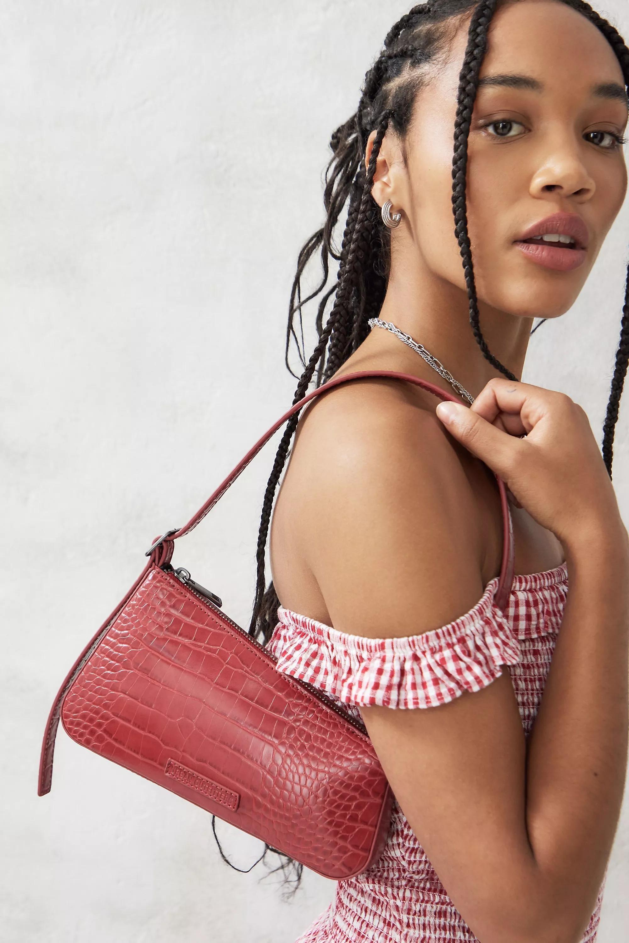 Red Uo Hailey Faux Croc Shoulder Bag, RED, large image number 0