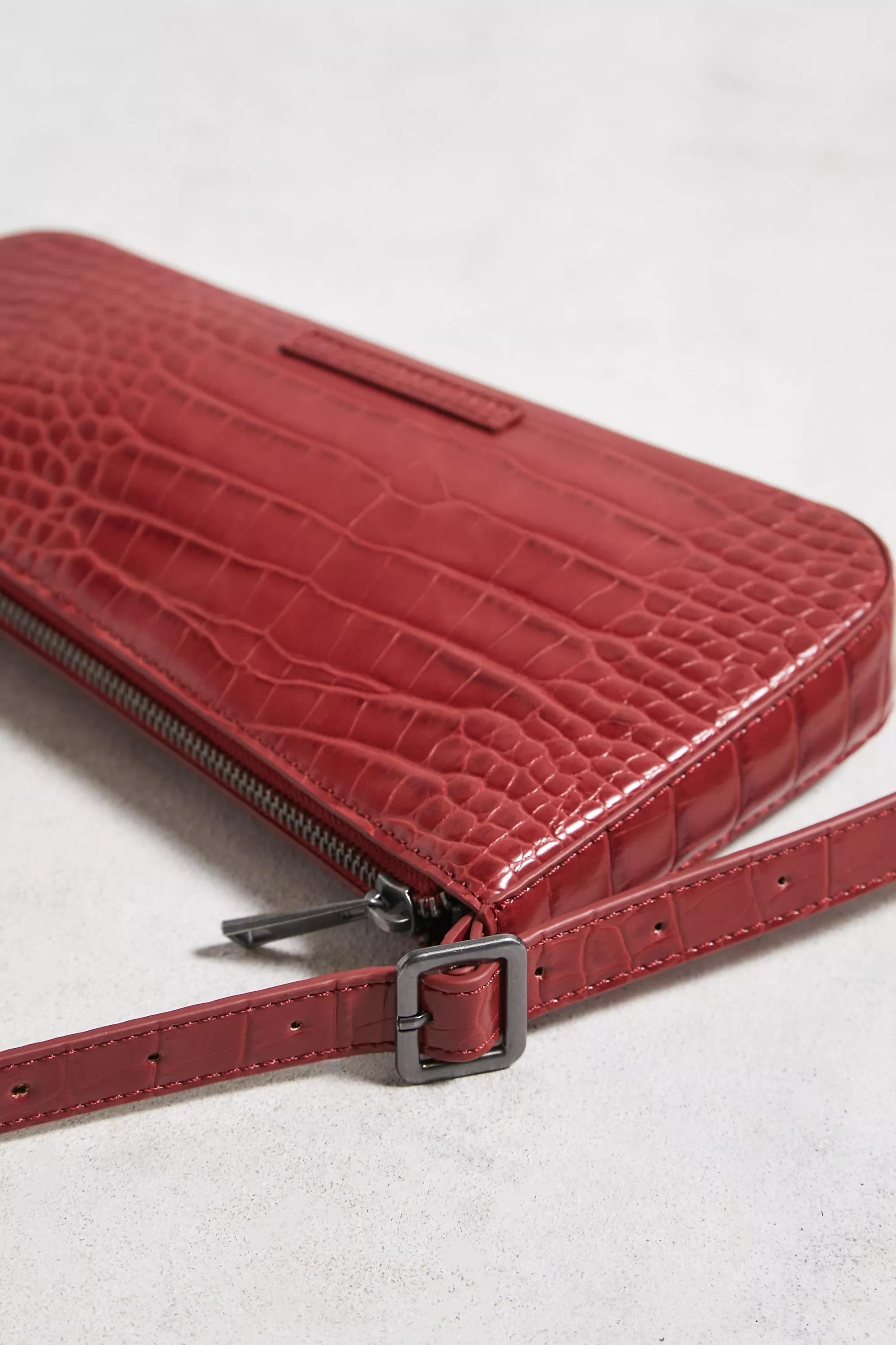 Red Uo Hailey Faux Croc Shoulder Bag, RED, large image number 2