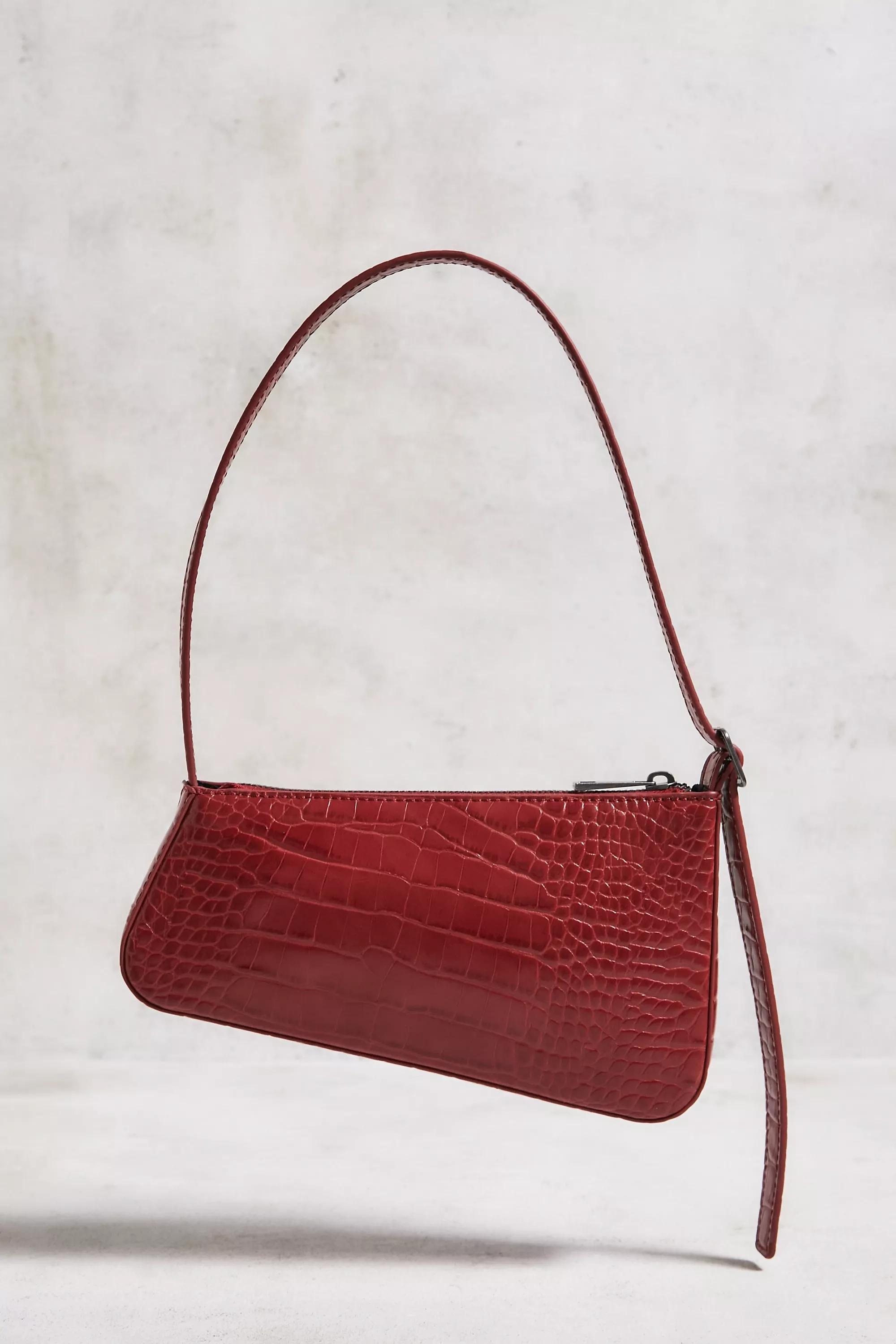 Red Uo Hailey Faux Croc Shoulder Bag, RED, large image number 3