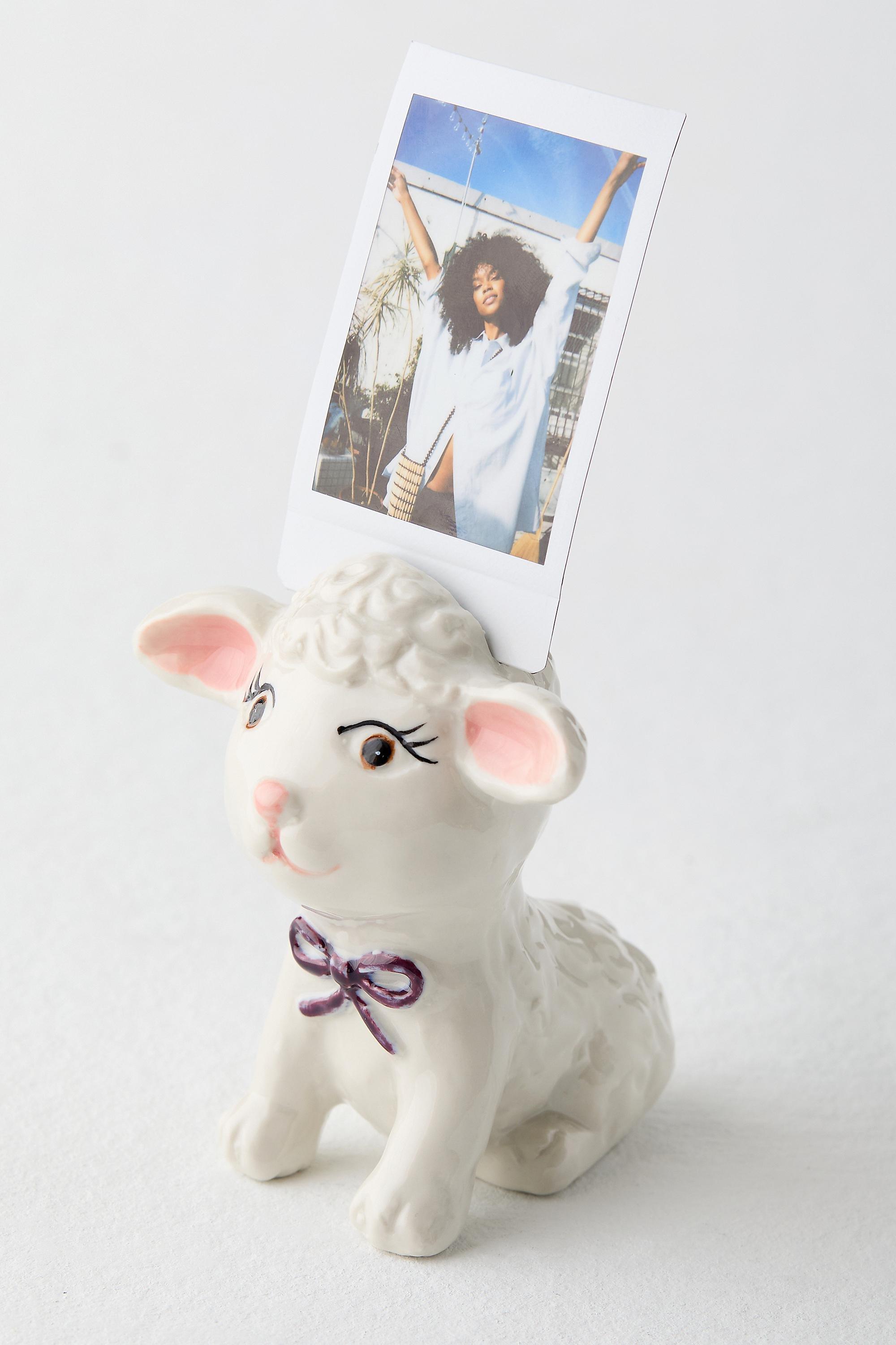White Kitsch Lamb Photo Holder, WHT, large image number 2
