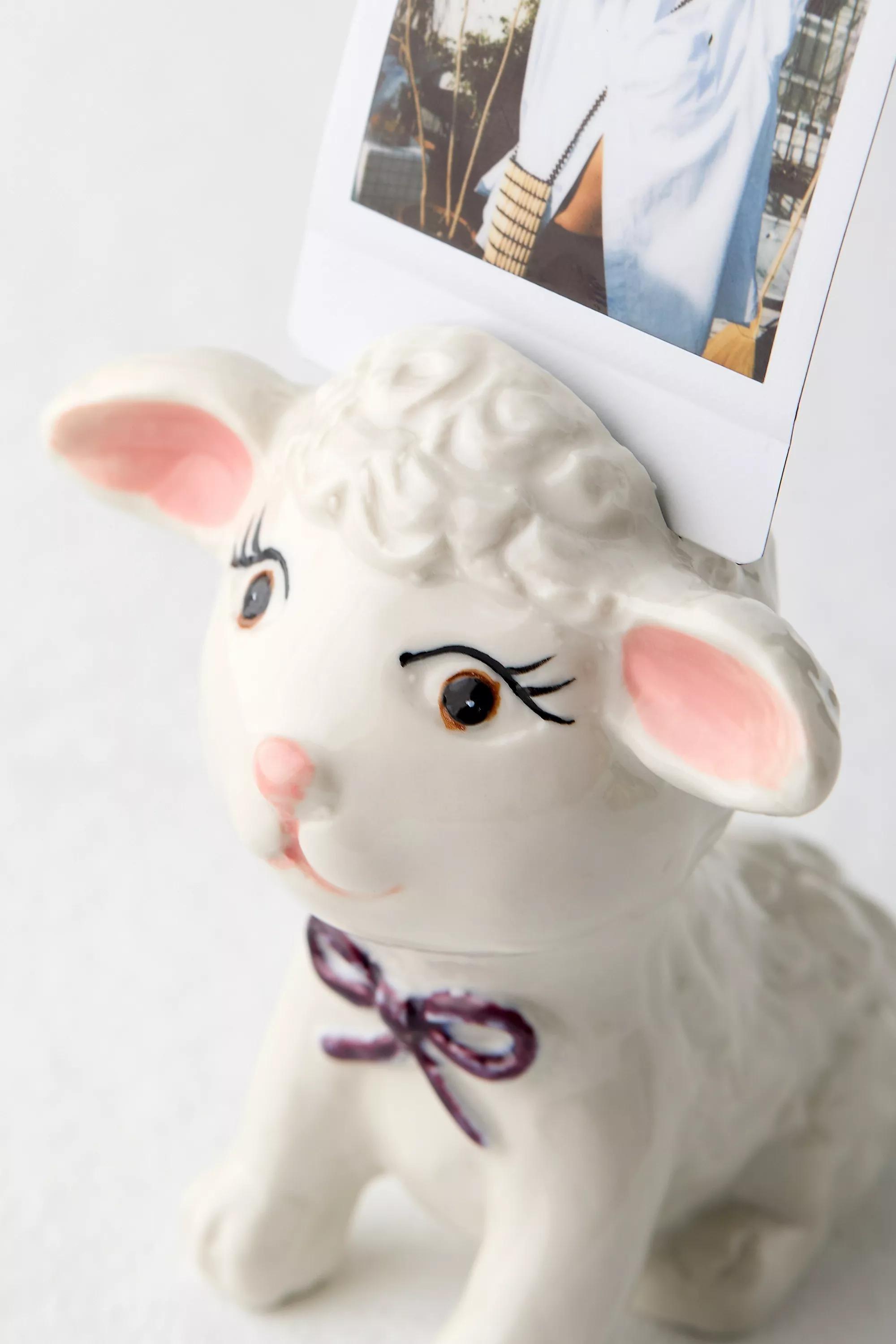 White Kitsch Lamb Photo Holder, WHT, large image number 3
