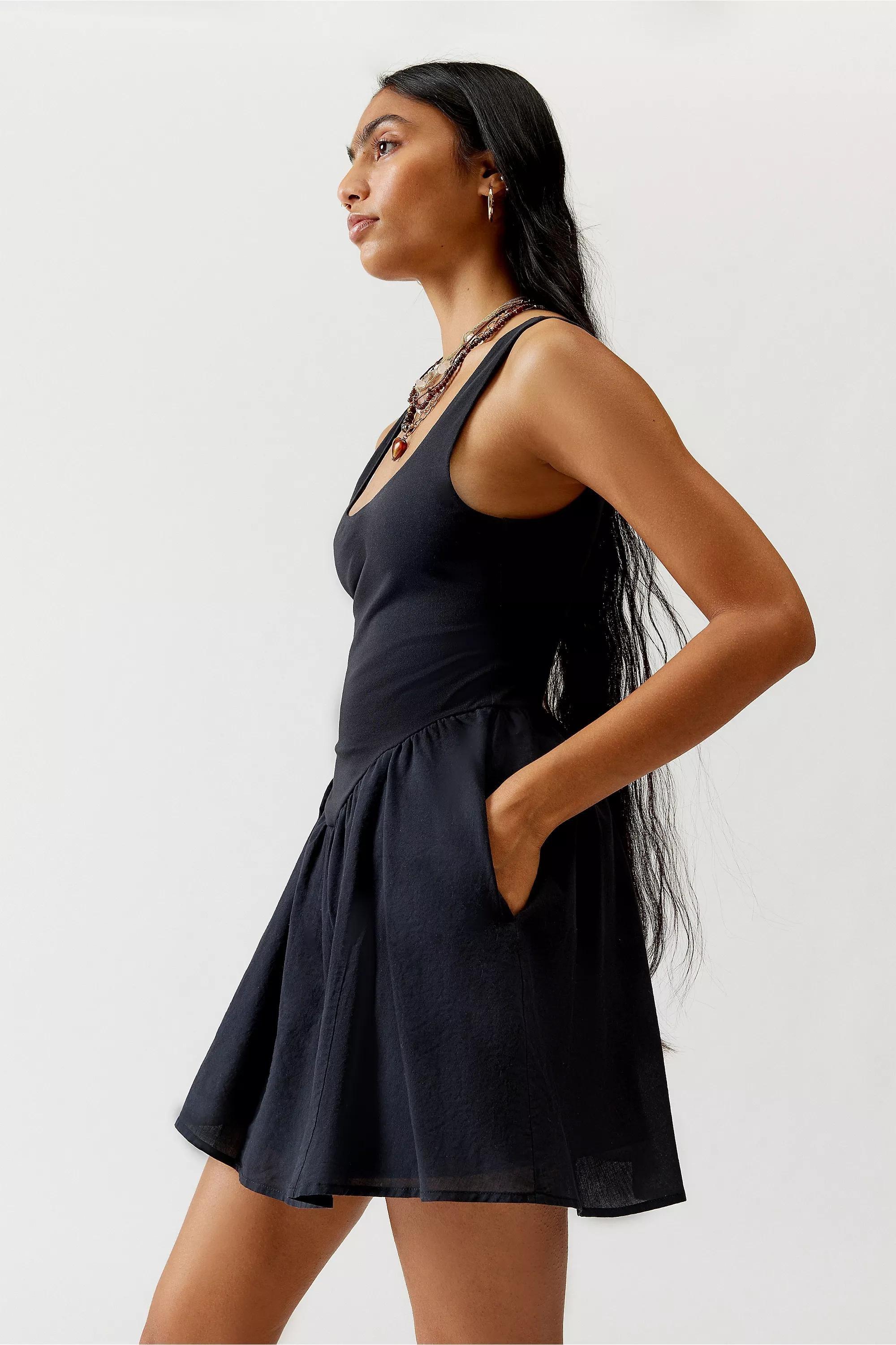 Black Silence + Noise Detailed Mini Dress, , large image number 2