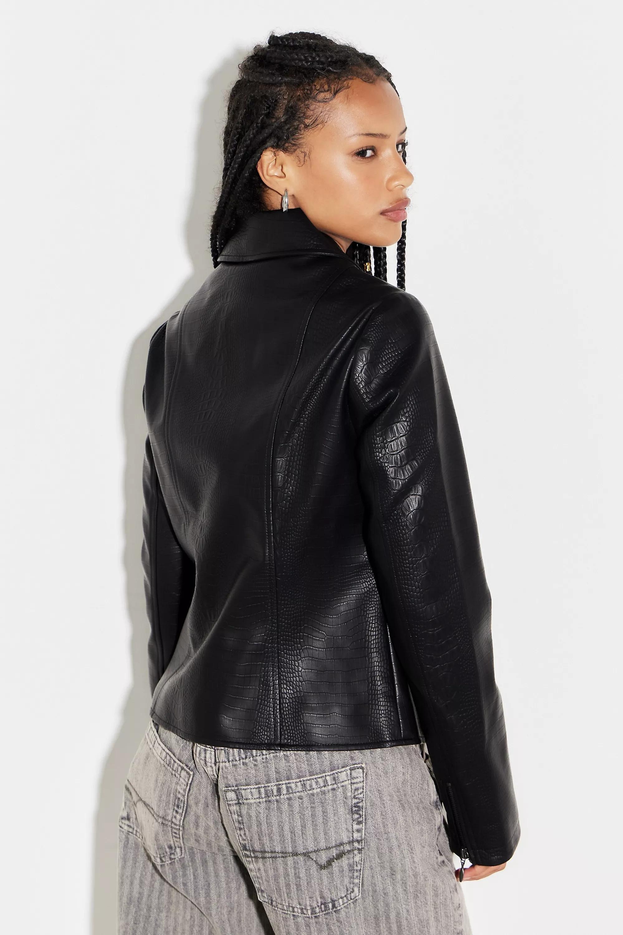 Black Silence + Noise Faux Leather Fitted Jacket, , large image number 3