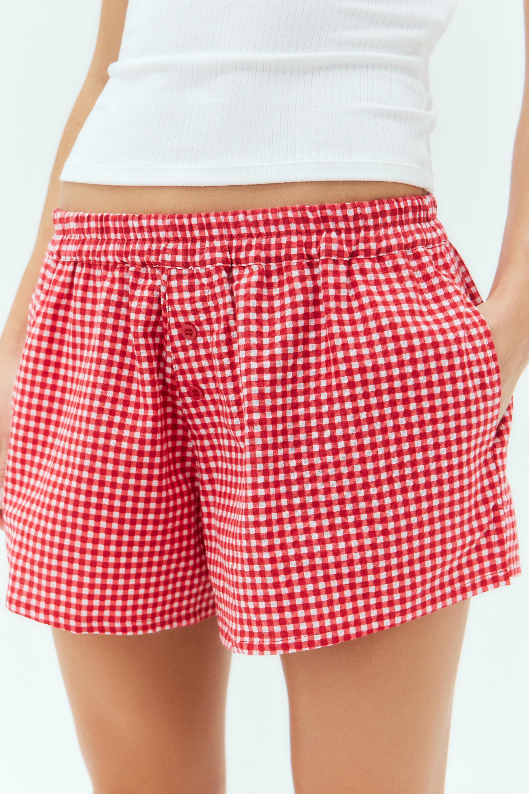 Red Motel Gingham Laboxe Shorts, , large image number 1