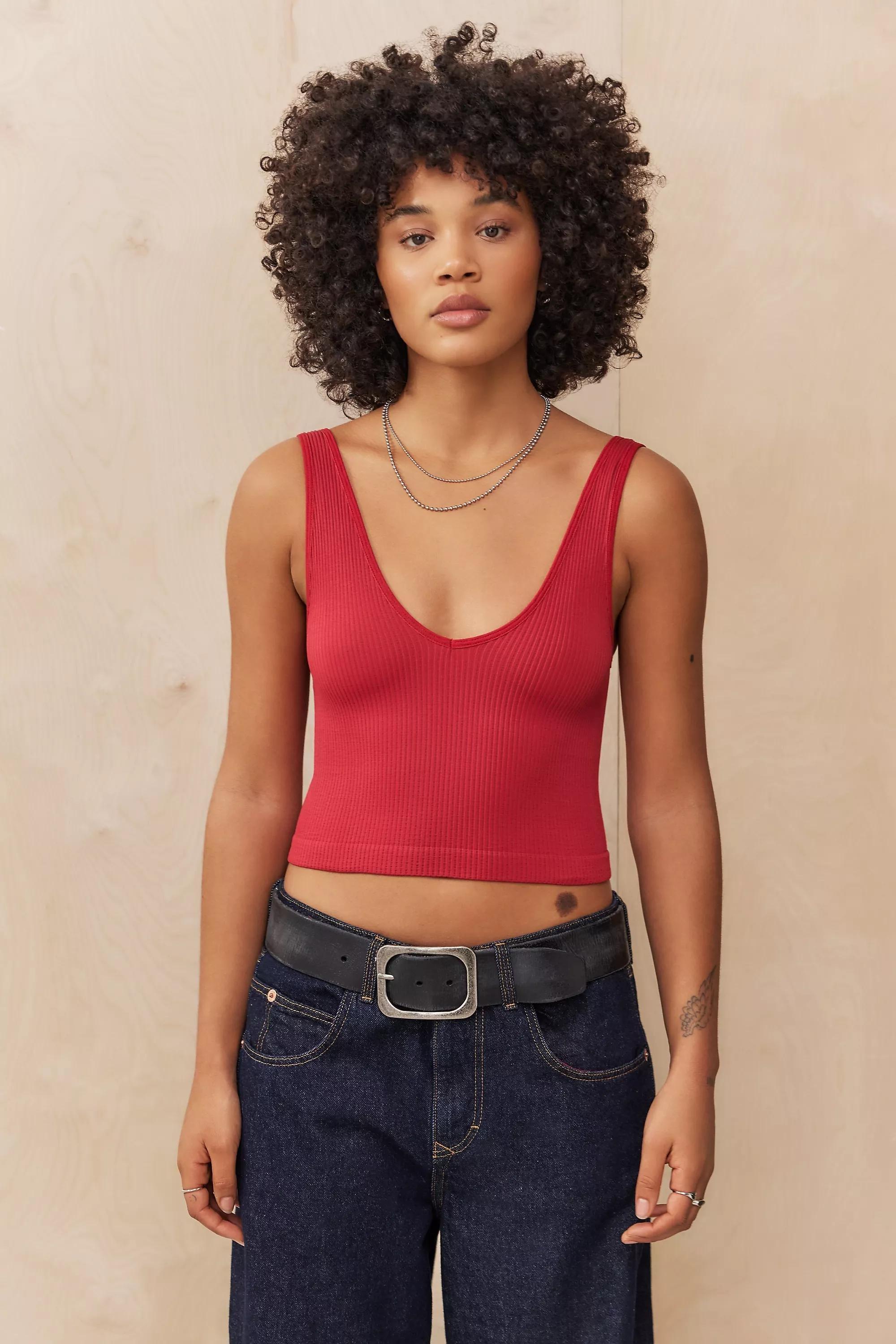 Red Out From Under Easy V-Neck Cami, RED, medium