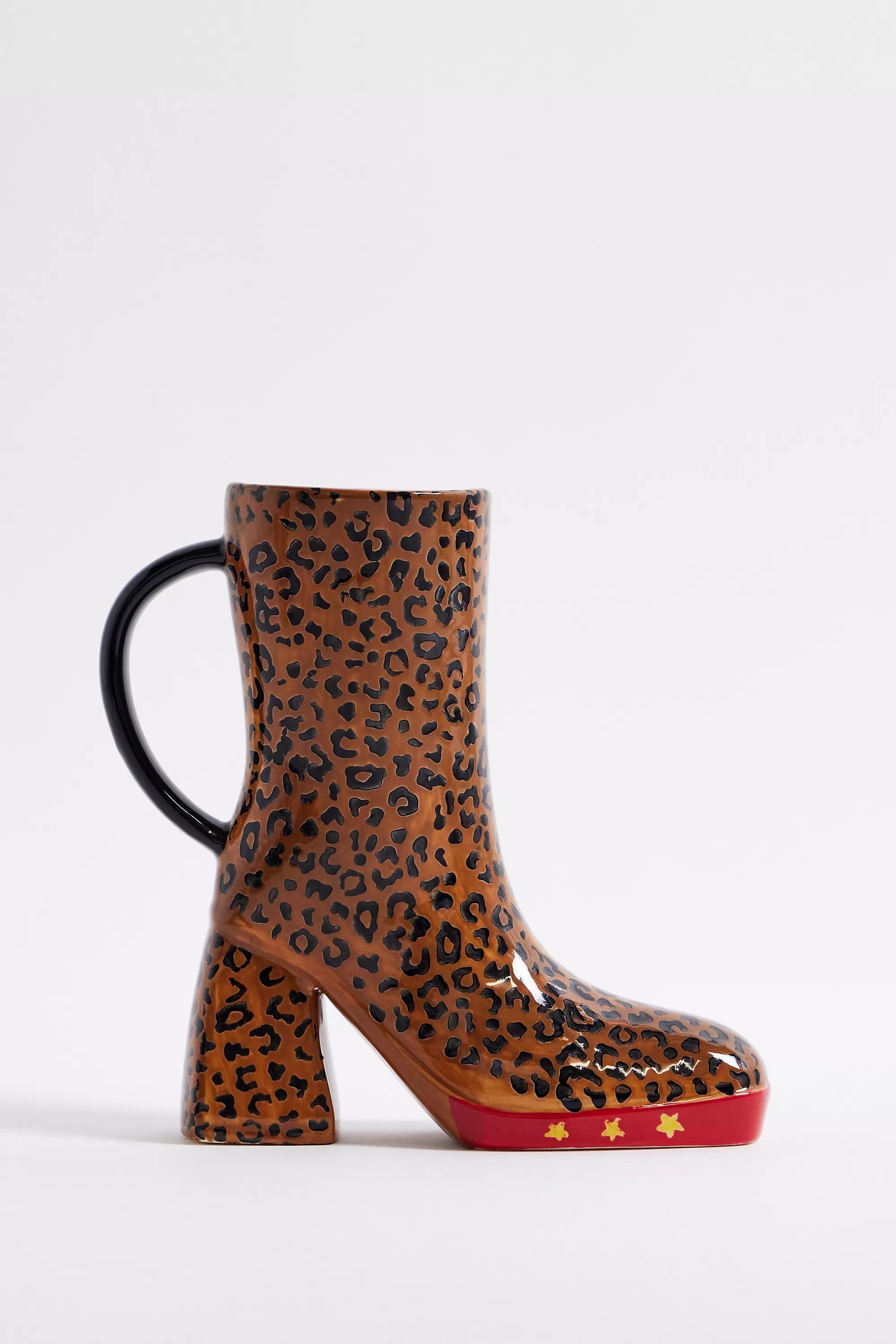 Multicolour Leopard Print Boot Mug, ASSORT, large image number 0