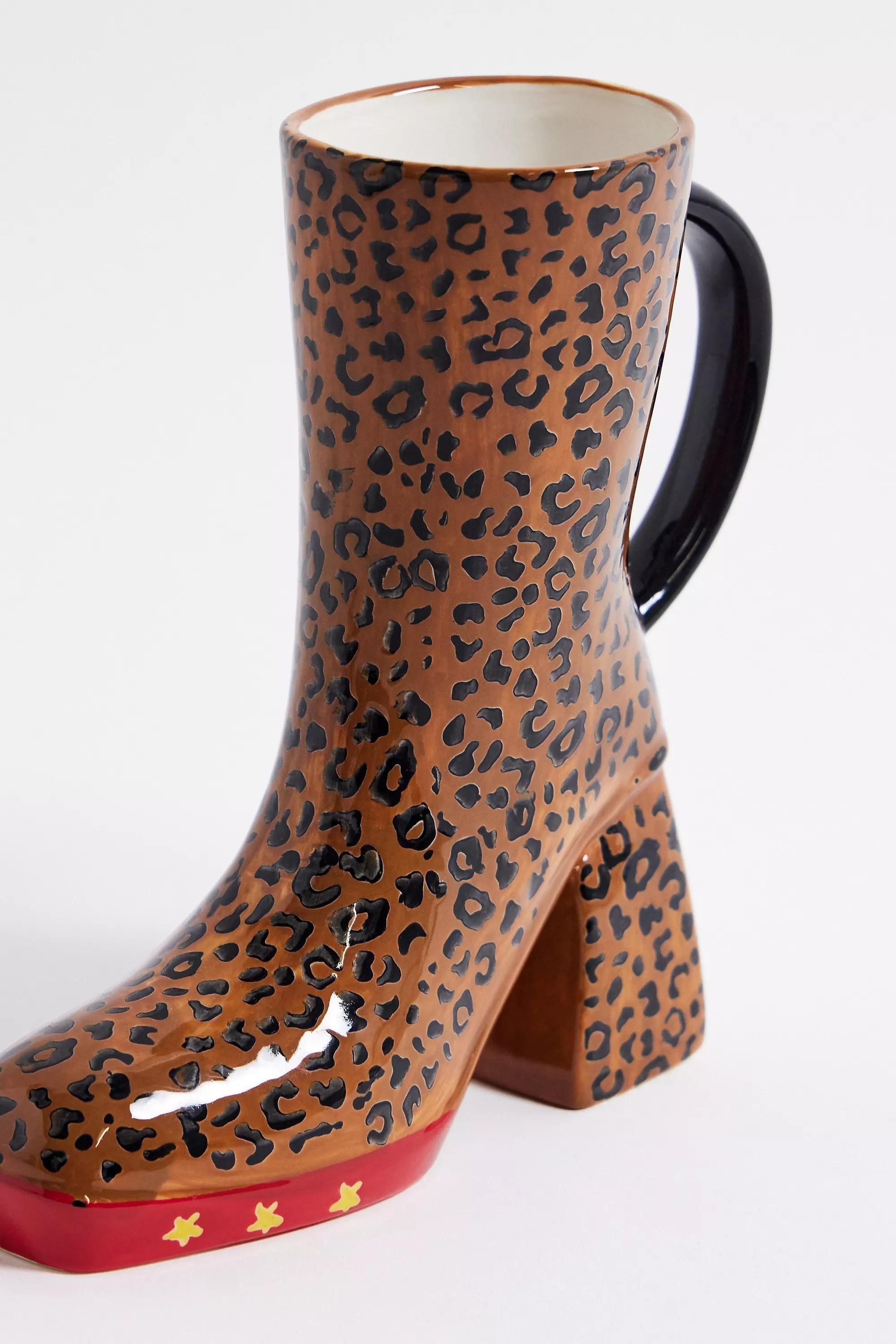 Multicolour Leopard Print Boot Mug, ASSORT, large image number 1