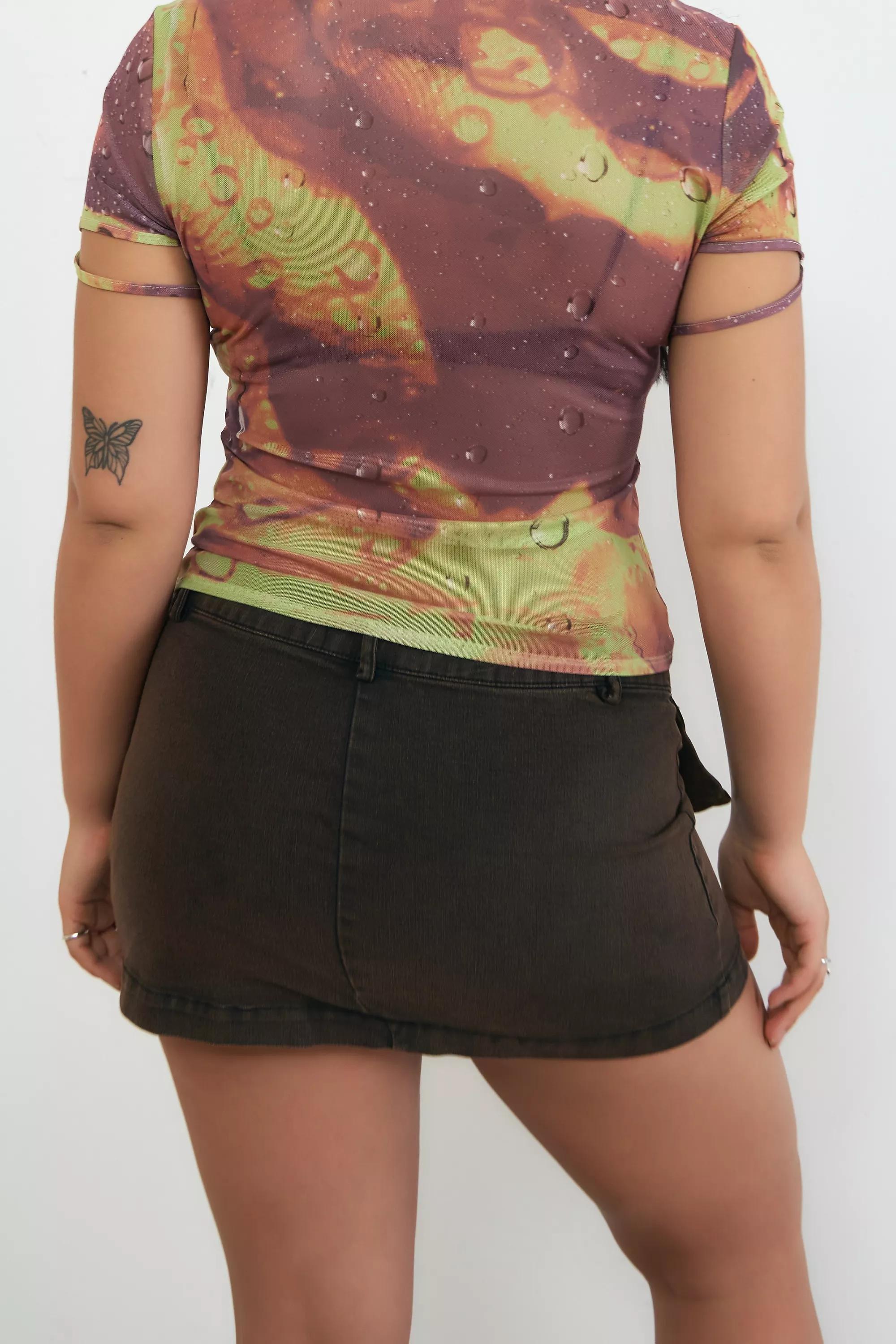 Brown Cargo Mini Skirt, , large image number 3