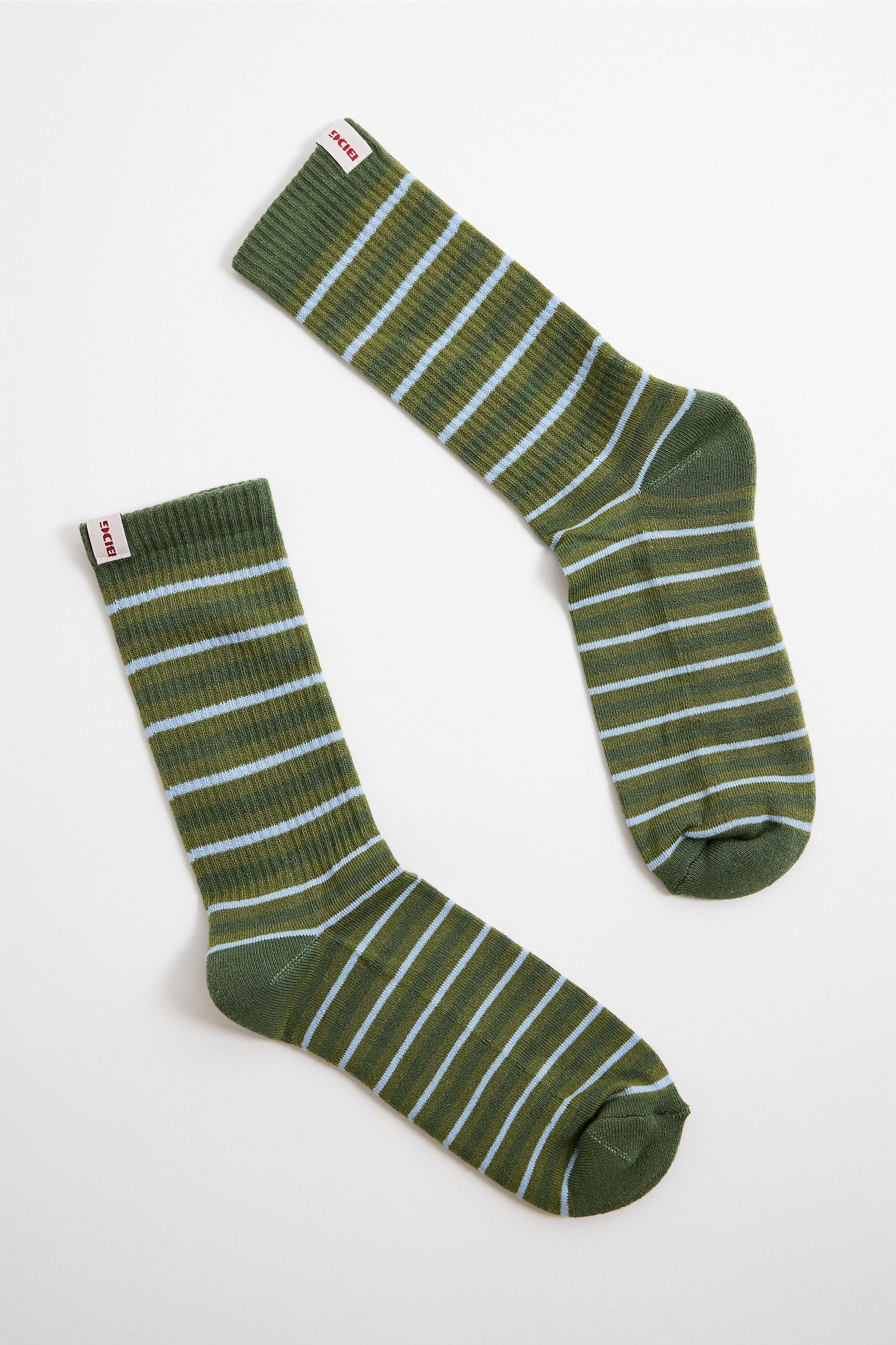 Green Bdg Stripe Socks, GRN, large image number 0