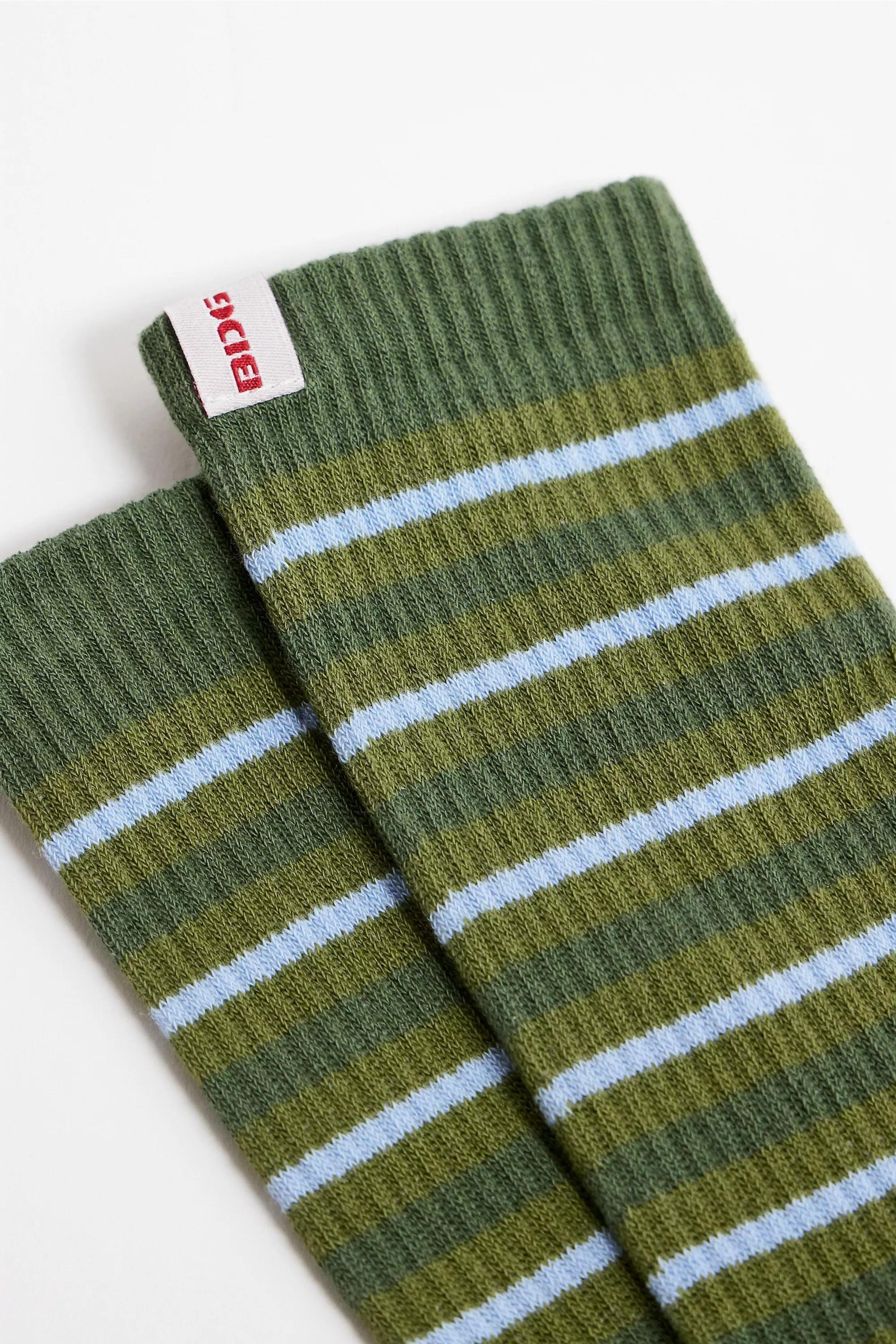 Green Bdg Stripe Socks, GRN, large image number 1