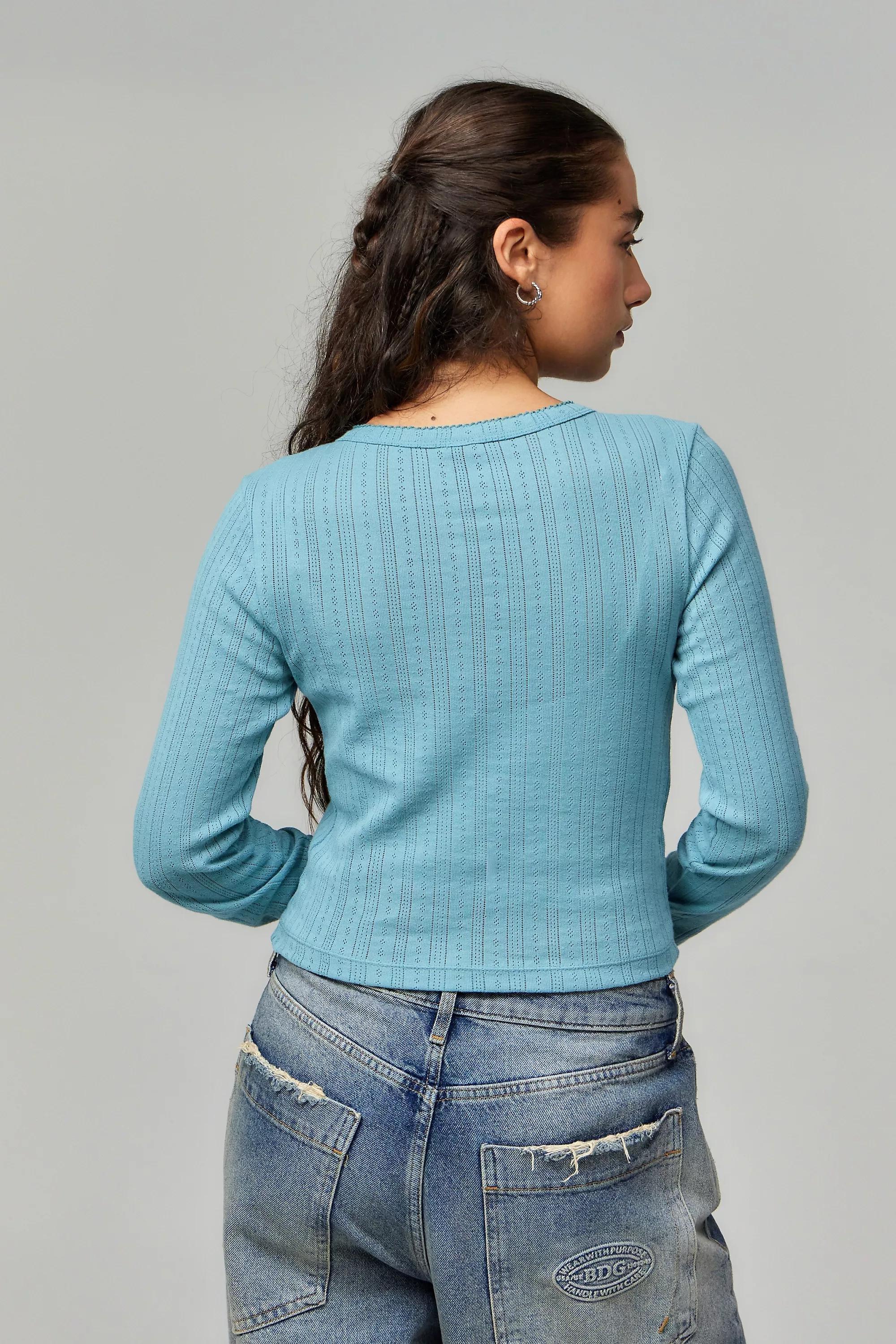 Blue Kimchi Blue Love Pointelle Cardigan, , large image number 2