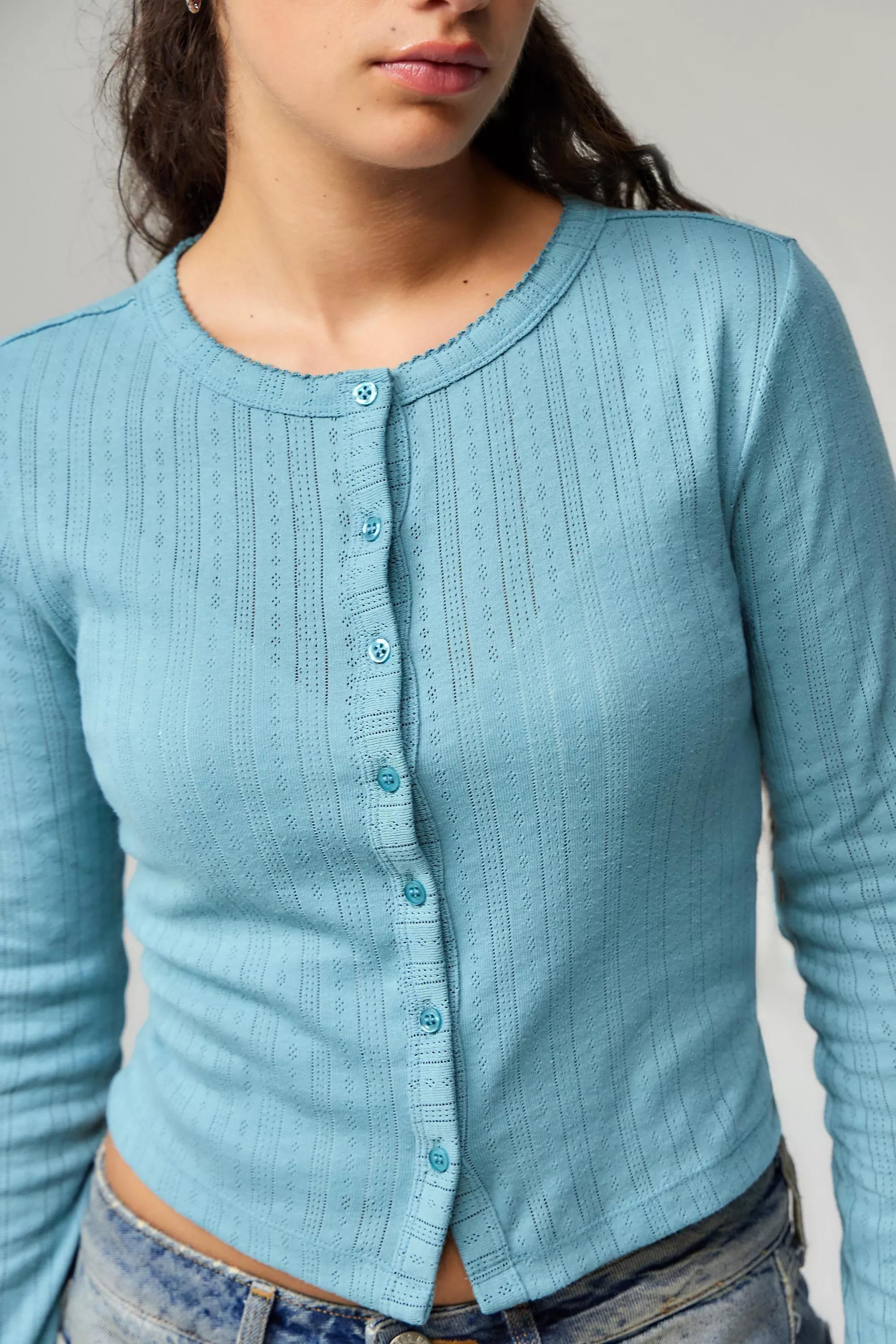 Blue Kimchi Blue Love Pointelle Cardigan, , large image number 3