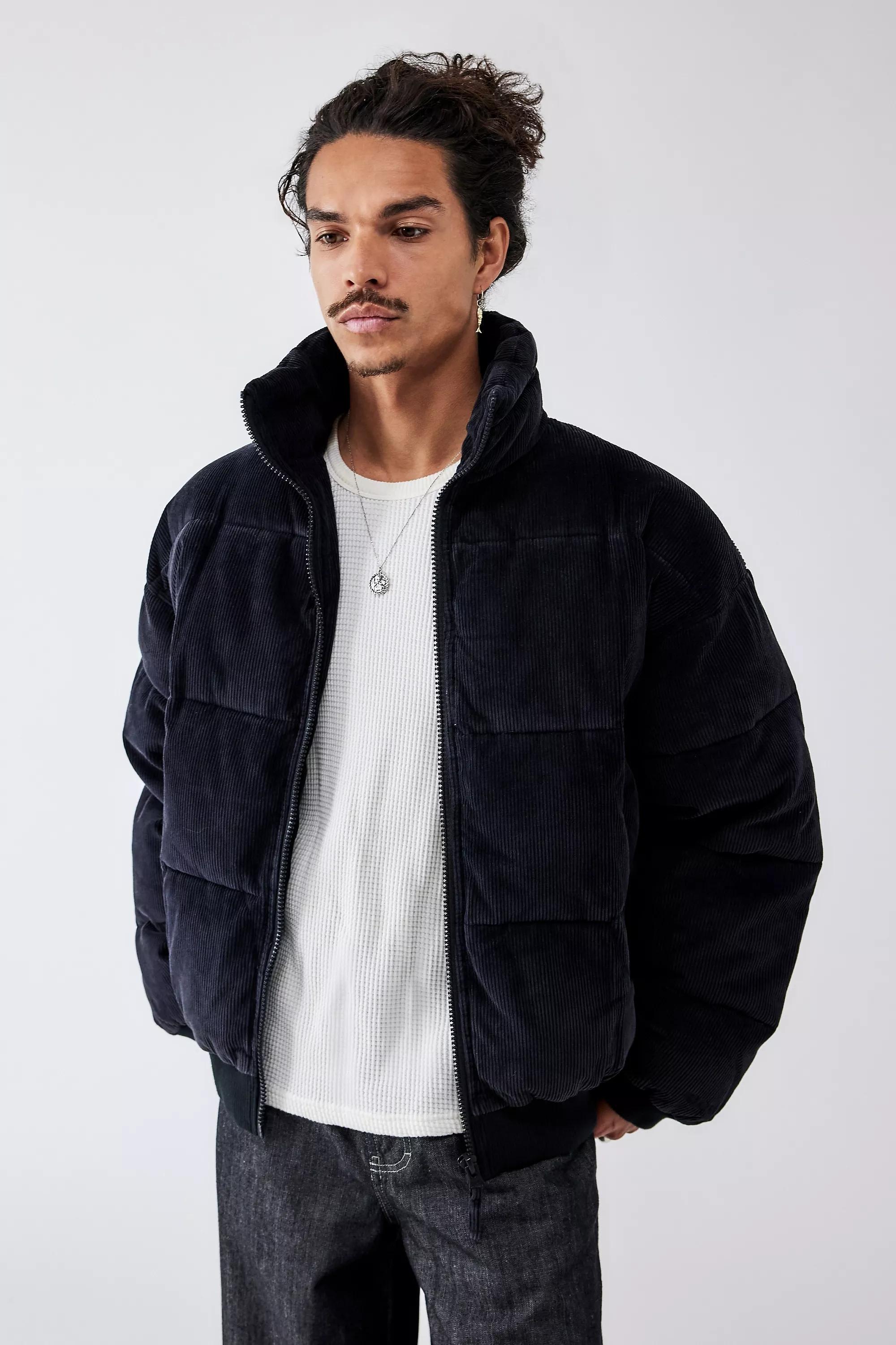 Black Bdg Corduroy Puffer Jacket, , large image number 0