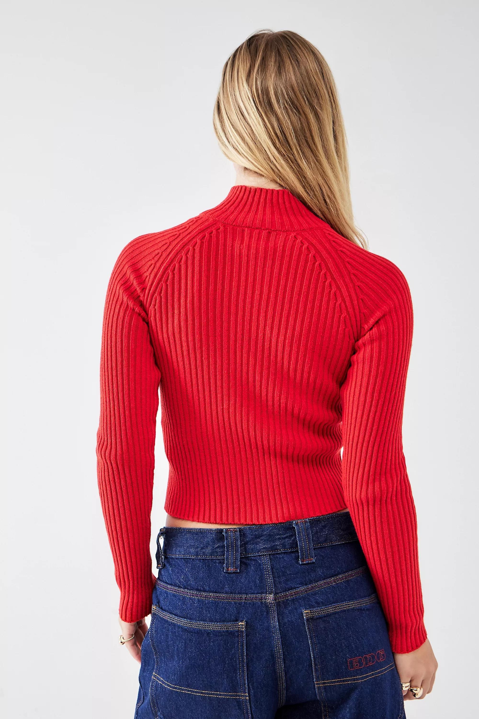 Red Bdg Zip-Through Knit Track Top, , large image number 5