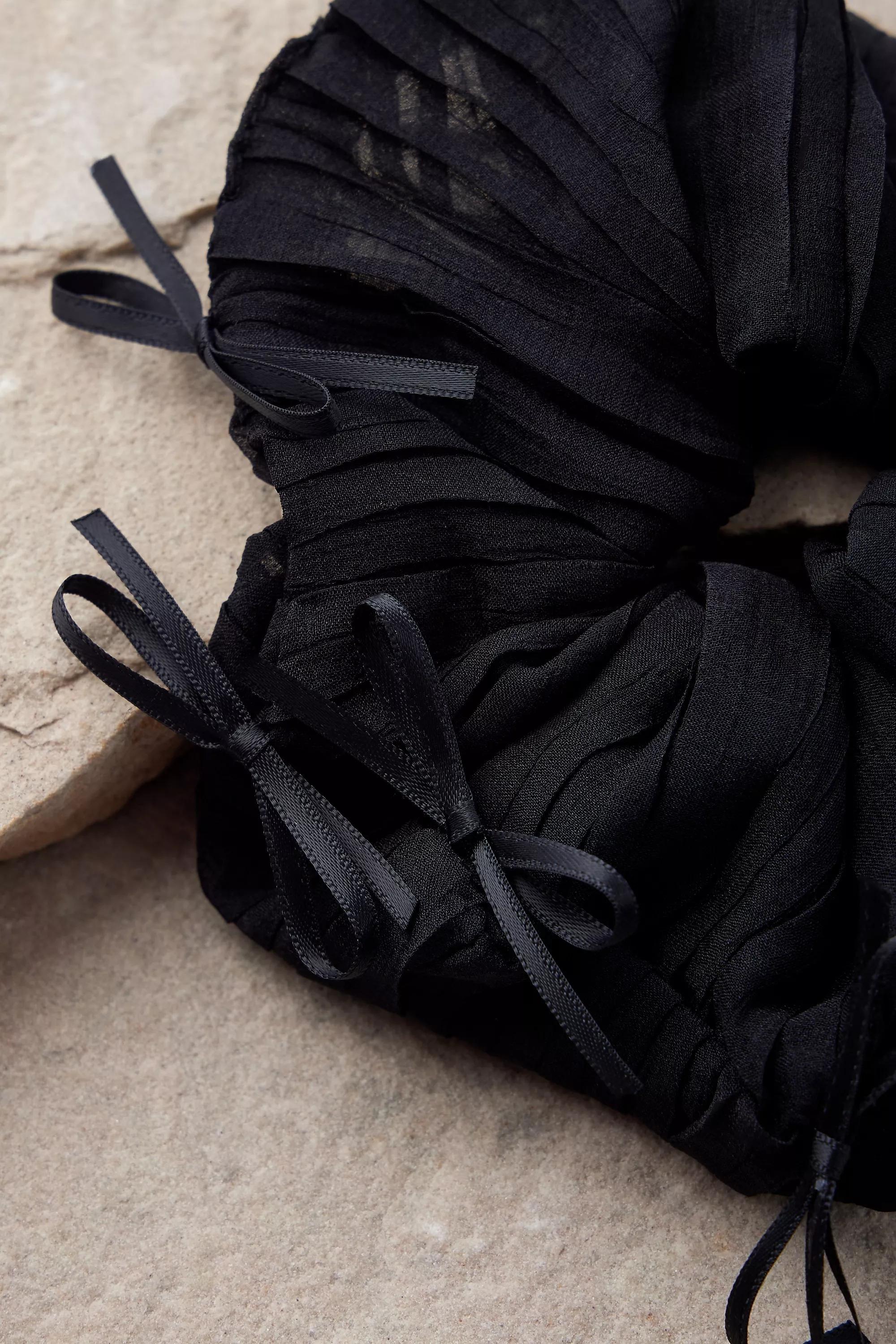 Black Mini Bow Scrunchie, BLK, large image number 2